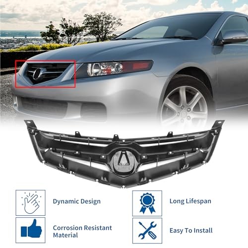 Front Upper Hood Bumper Grille Grill for Acura TSX 2006-2008 Front Upper
