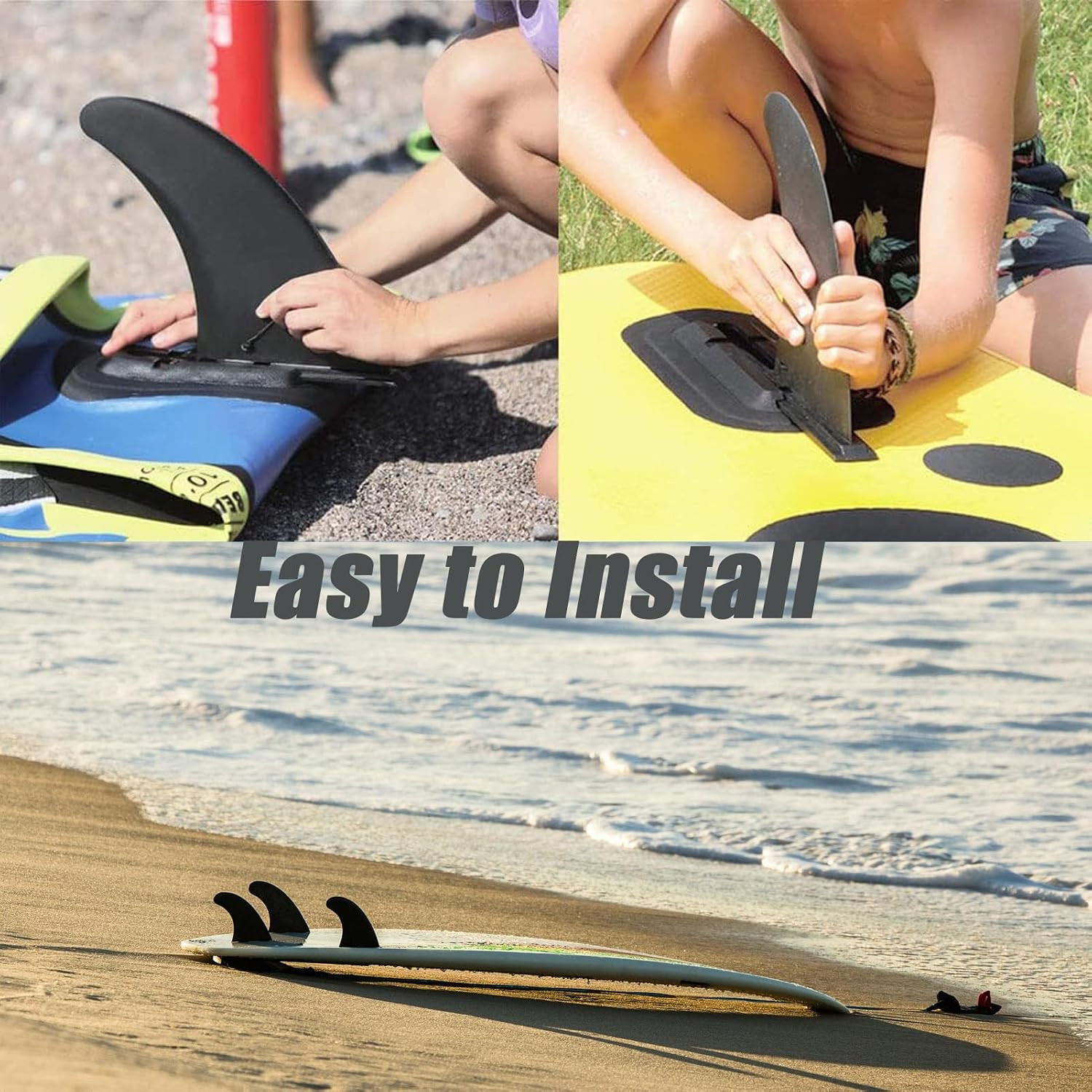 9” Paddle Board Fin Universal, 2PCS Slide-In Center Fin Replacement for Inflata