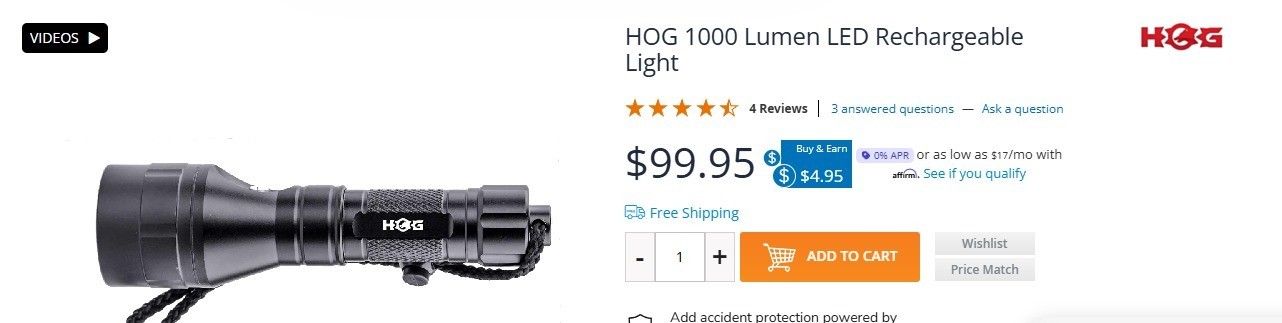 Yukon Cornelius’ Special ! ! HOGG 1,000 Lumen NEW Diving light