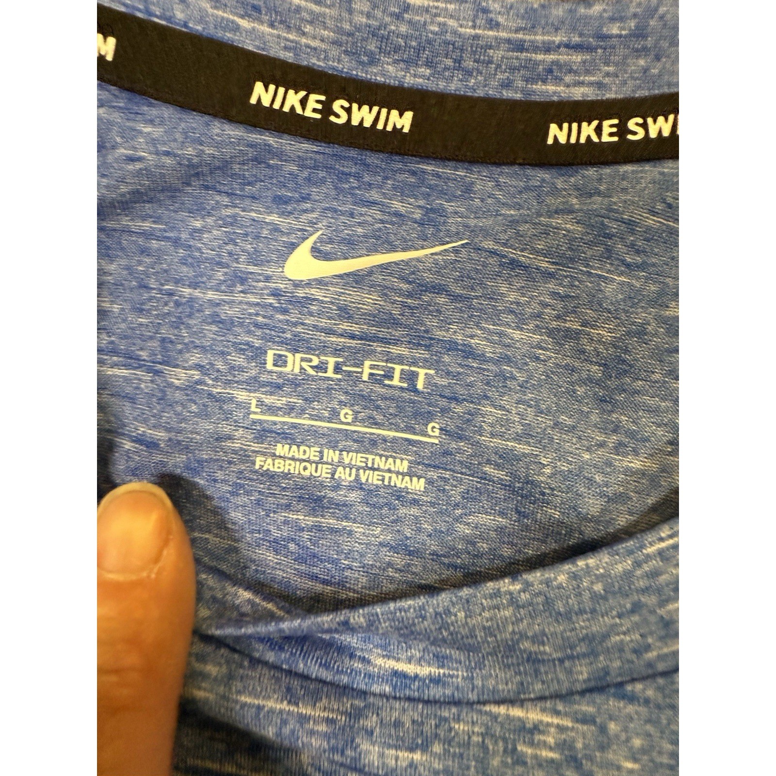 Nike Swim Rash Guard Mens Large Blue Dri-FIT UPF 40+ Short Sleeve NESSA589-494