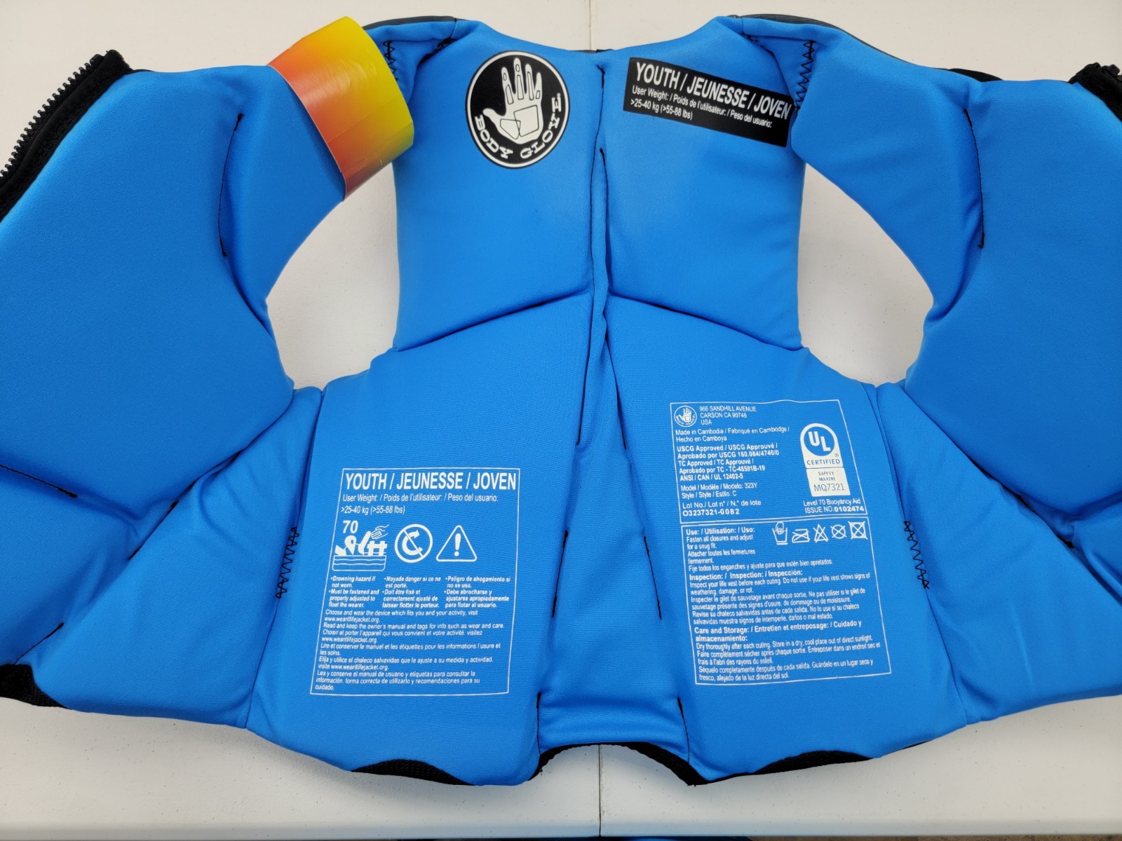 Body Glove PFD Life vest Youth Boy’s 55-88 pounds, Blue Black Gray NEW