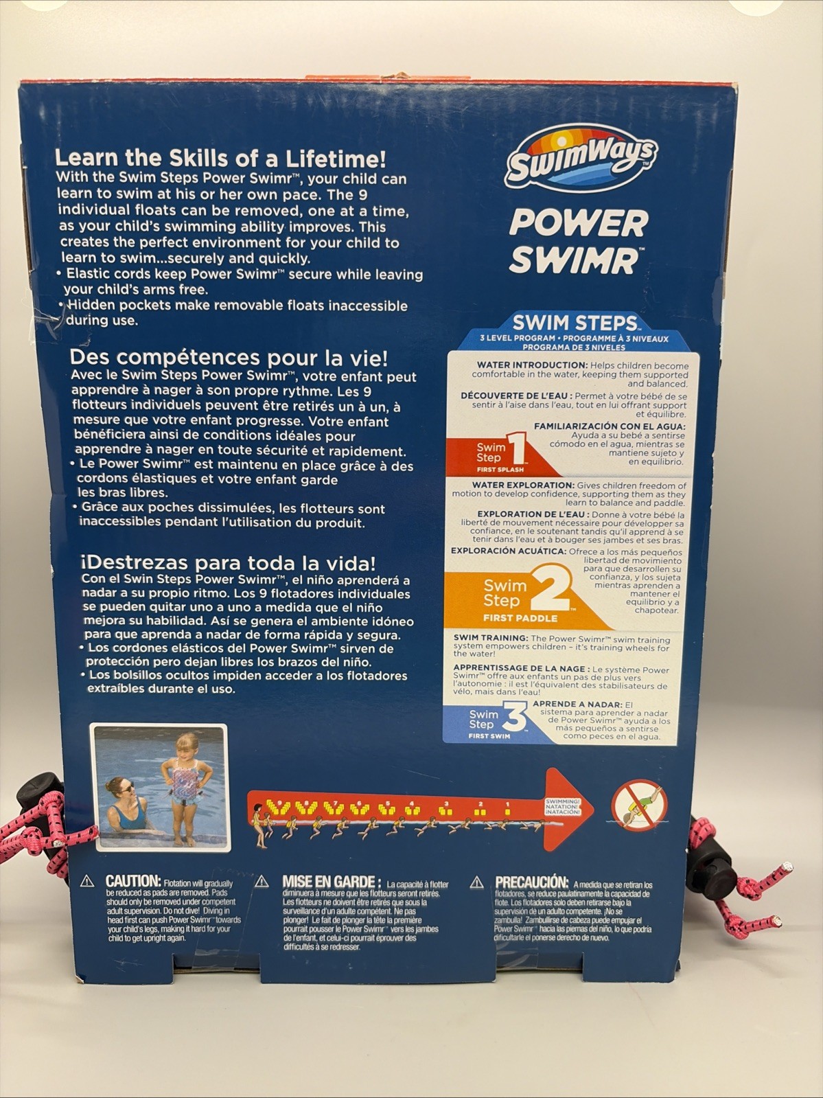 SwimWays Power Swimr Training Aid Medium 3-6 years 35-55 LB Pink New