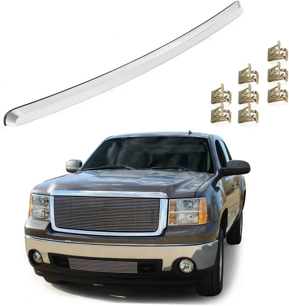 Front Hood Molding Chrome Compatible with GMC Sierra 1500 2007-2013/Sierra 2500