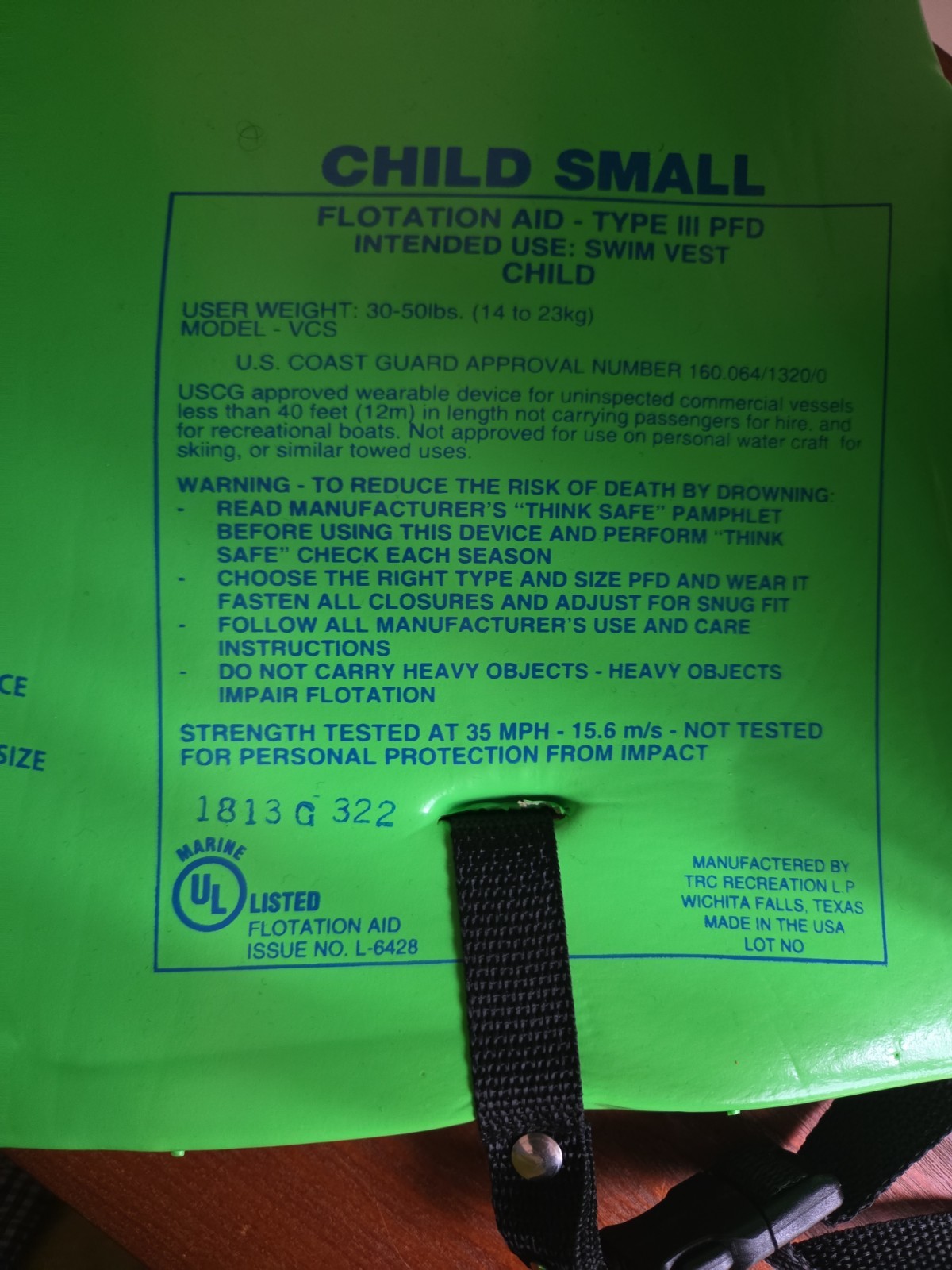 TRC Recreation Super Soft X Small Life Jacket Child Vest, Fierce Green (Used)