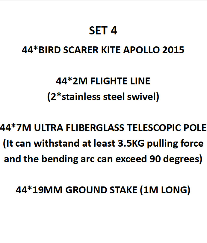 44*Bird SCARER KITE APOLLO+44*7M FIBERGLASS POLE WORLIDWID DELIVERY IN 14 DAYS
