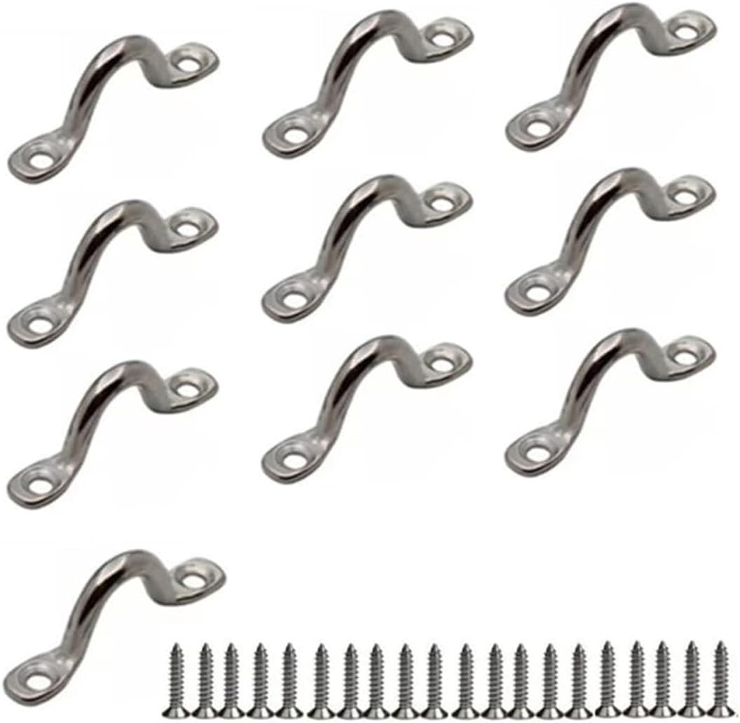 10 Pack Stainless Steel Pad Eye Straps Bimini Boat Top Kayak Deck Loop Tie Down
