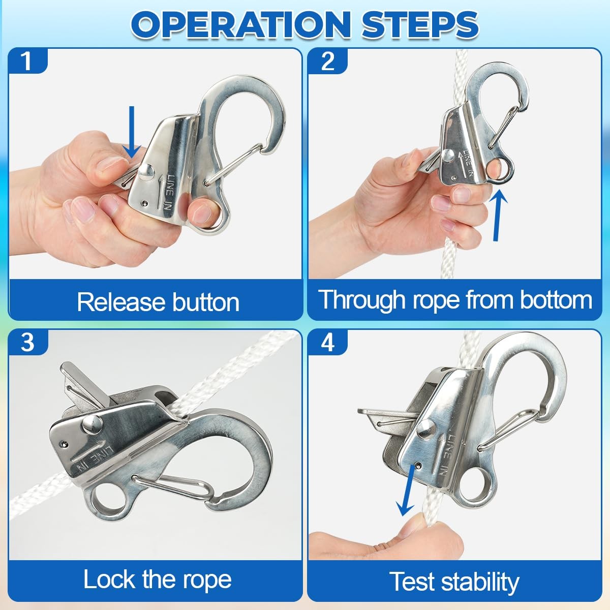 Sand Spike Boat Anchor Kit with Rope and Stainless Steel Anchor Slide Hook fo…