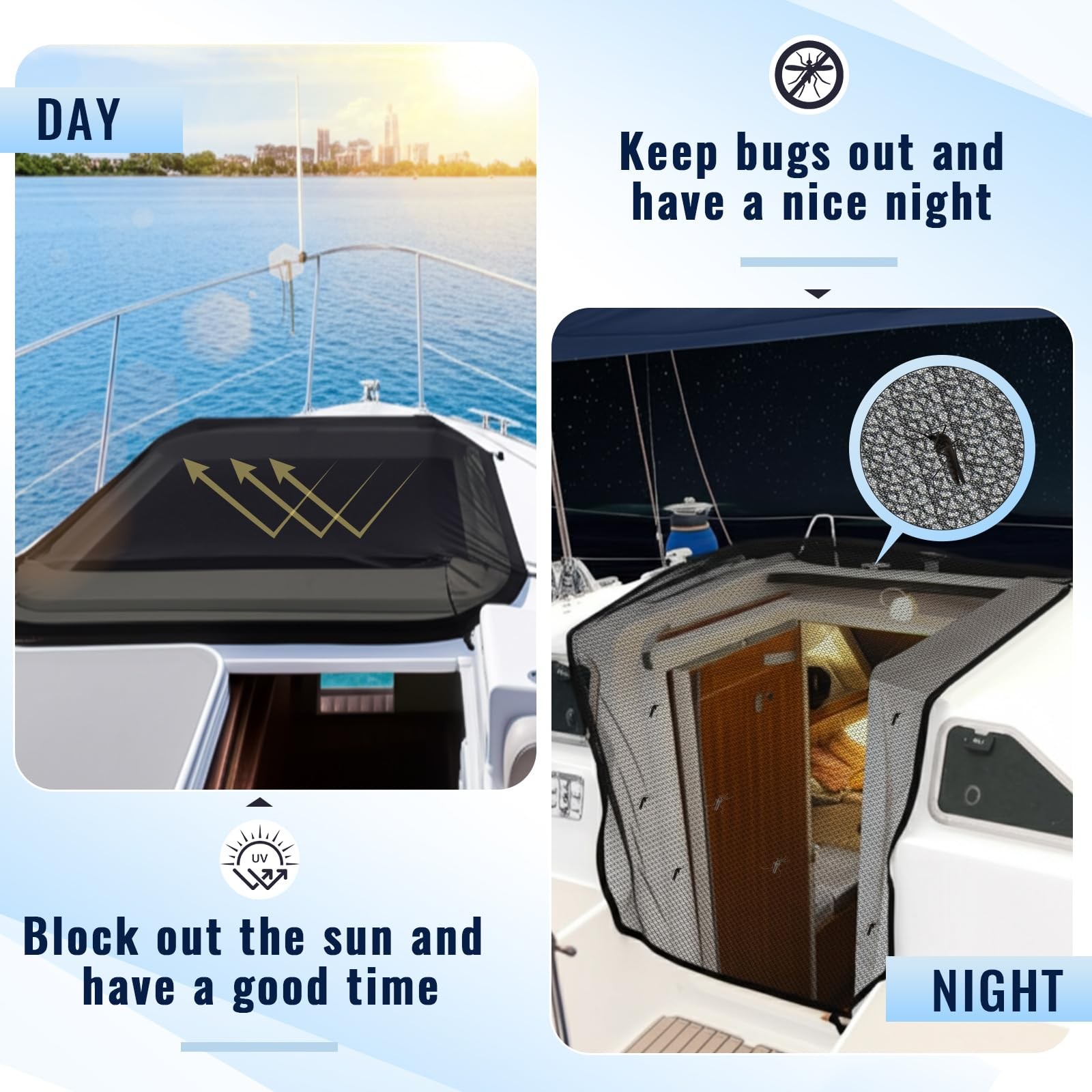 Yahenda 2pcs 35 x 71 Inch/28 x 28 Inch Mosquito Net Insect Screen for Boat Ha…