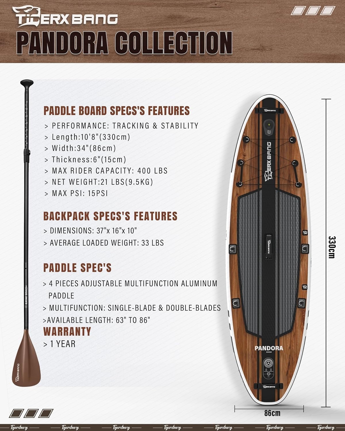 TIGERXBANG Paddle Board, 10.8′ Stand Up Paddle Board with Premium Complete In…