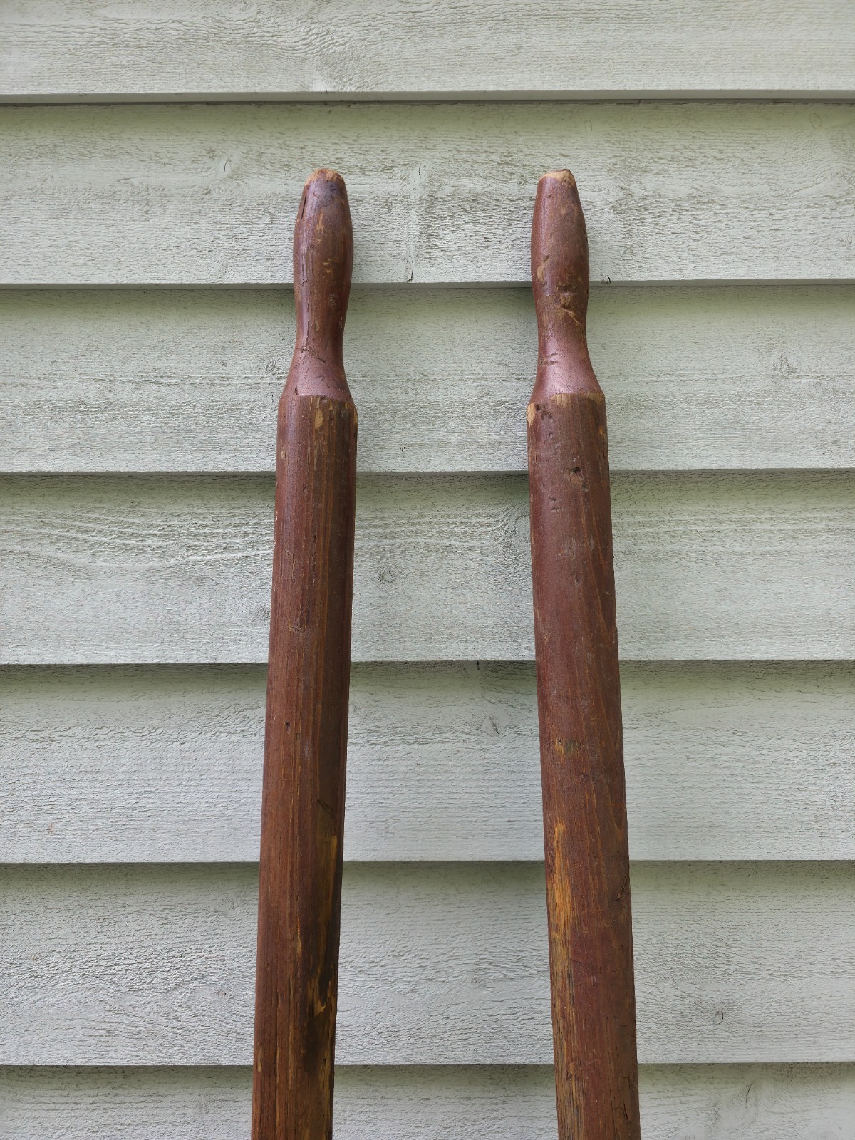 VINTAGE Old Wooden Paddles Oars DARK BROWN LONG Measures 84″