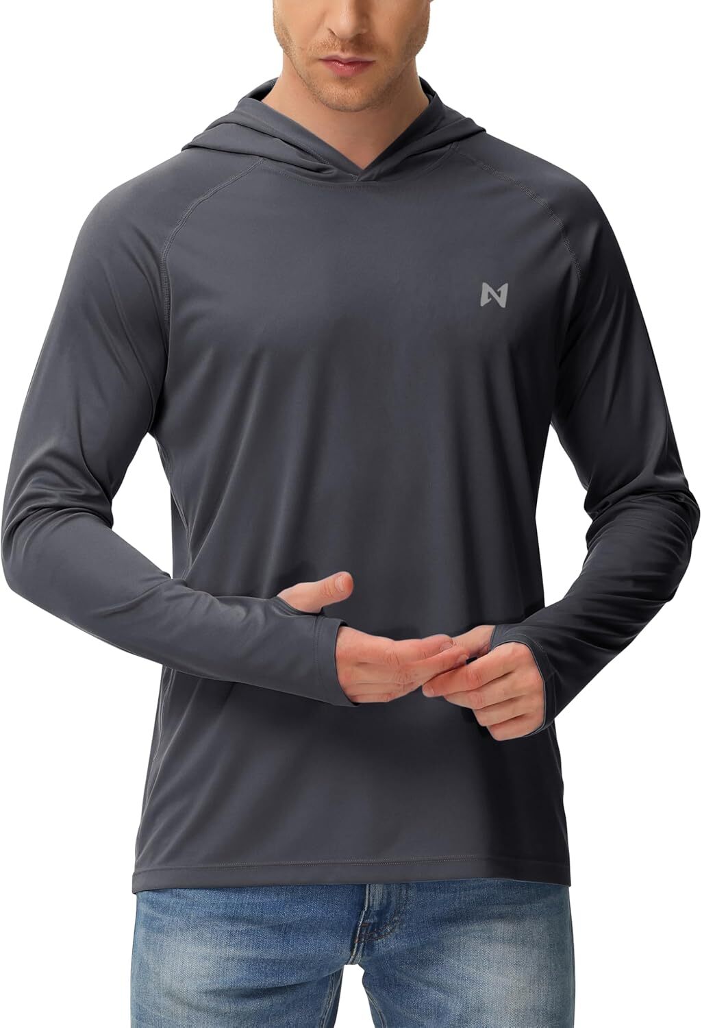 Men’s UPF 50+ Hooded Sun Shirt Long Sleeve Fishing Swim Rash Guard Top