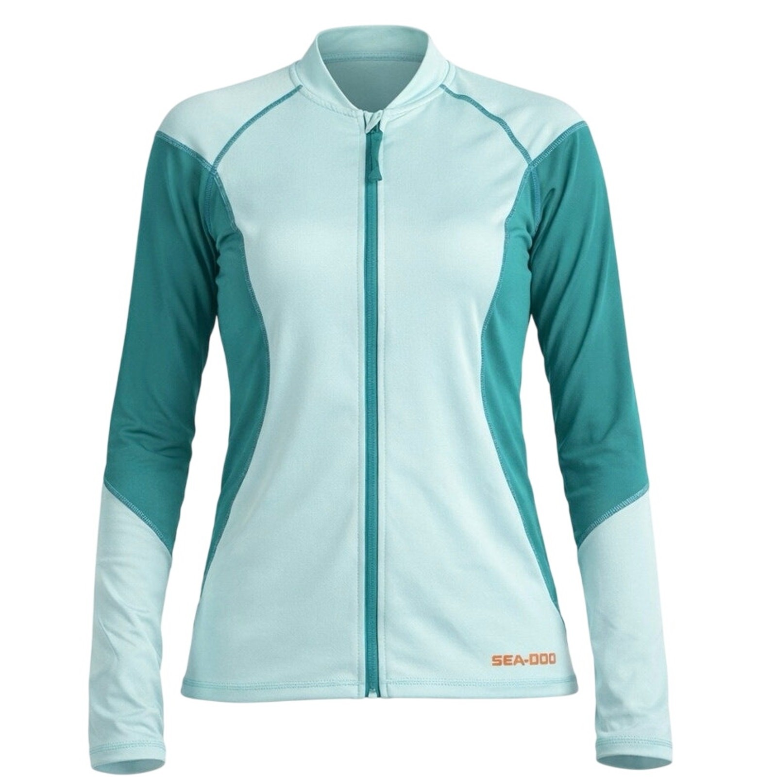 Women’s SeaDoo Swim Rashguard Long Sleeve UV 50 Protection Zip Turquoise Sz Med