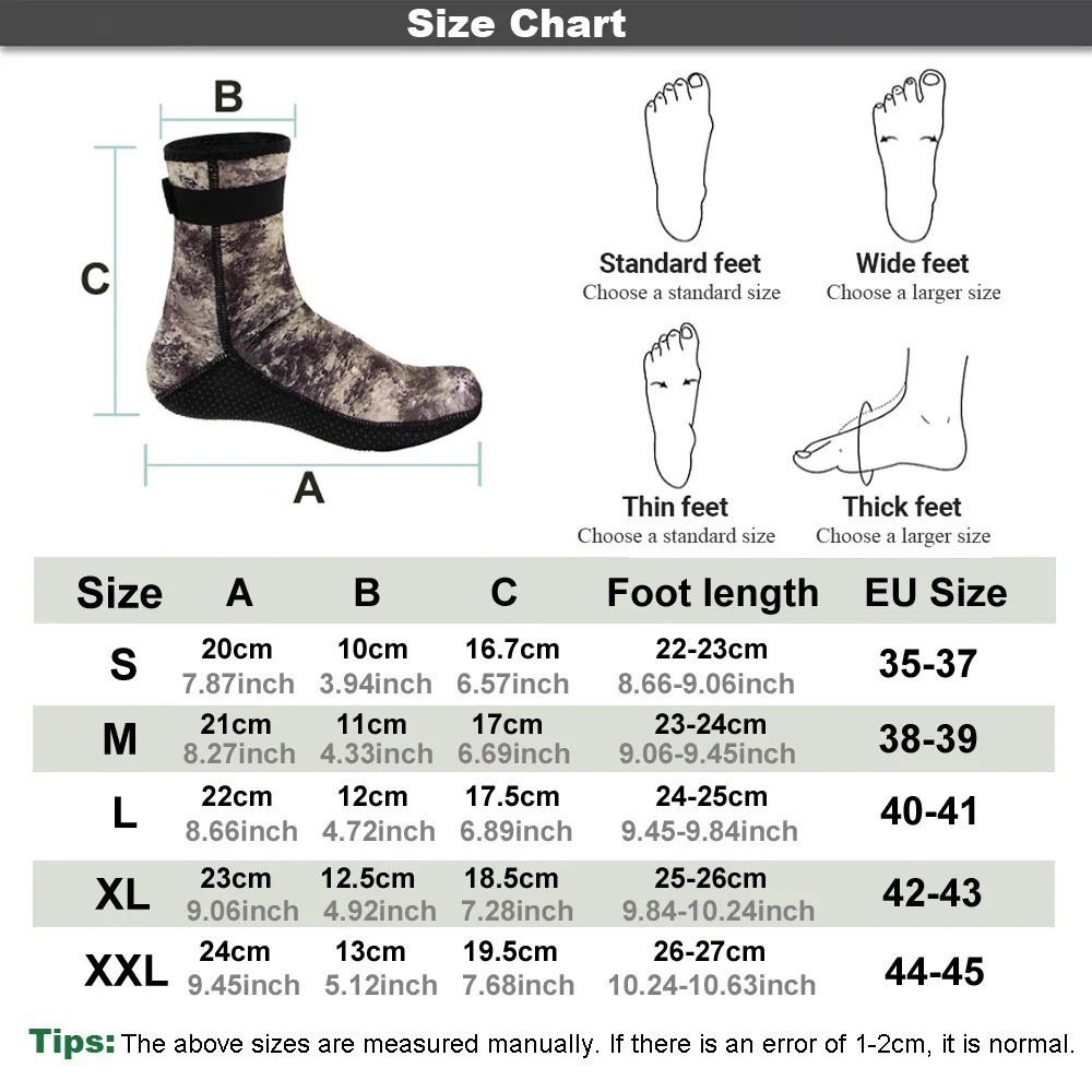 3mm Neoprene Diving Socks Swimming Boots Snorkeling Surfing Socks Adult S~2XL