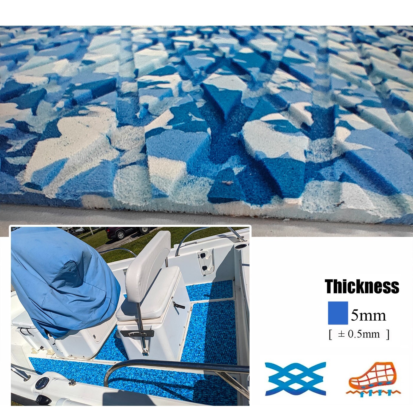 Blue Camo Stand Up Paddle Board Pad EVA Foam Boat Decking Teak Sea Flooring Mat