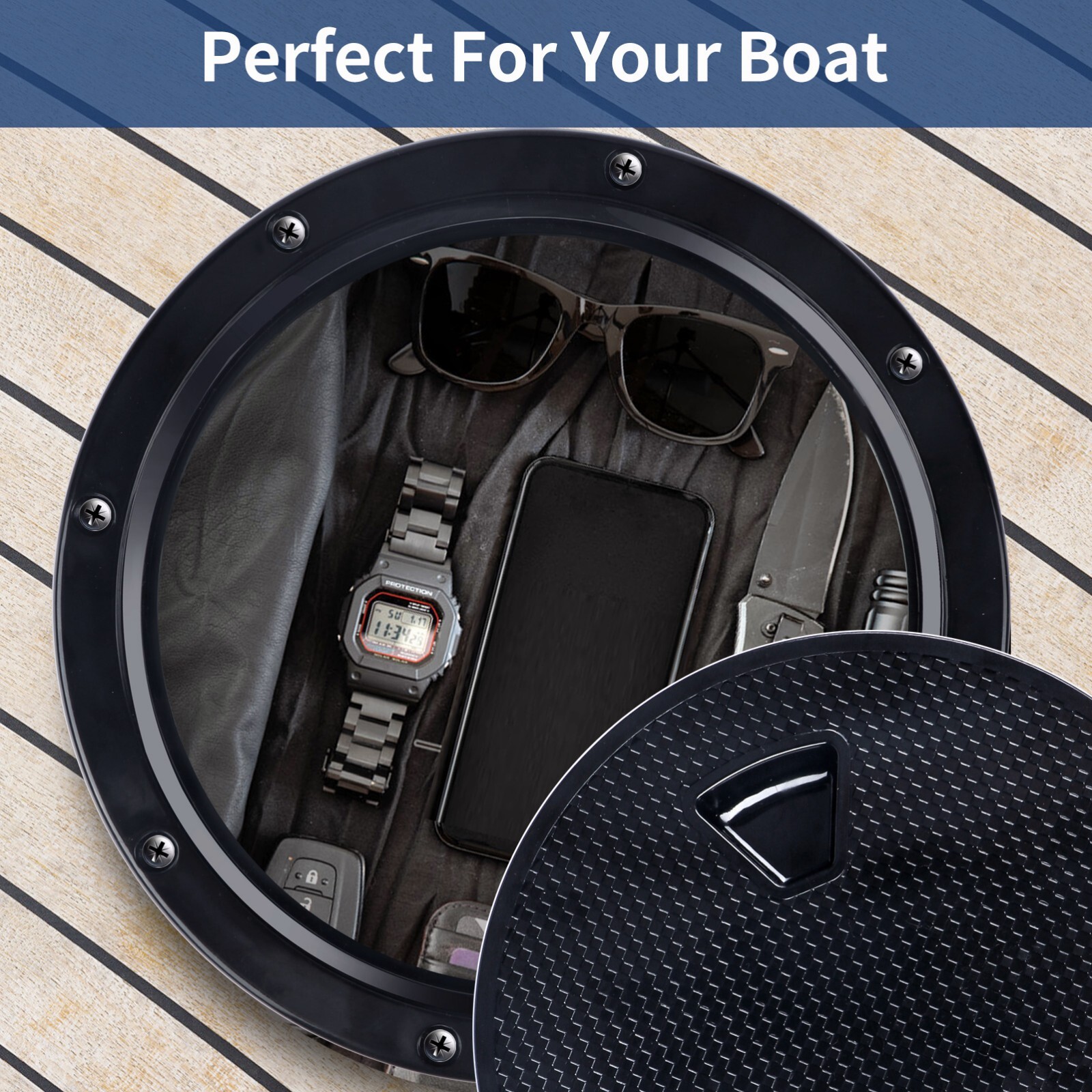Boat Hatch White -Black 4″ 6″ 8″ Round Inspection Hatch & Boat Hatch Cover Lids