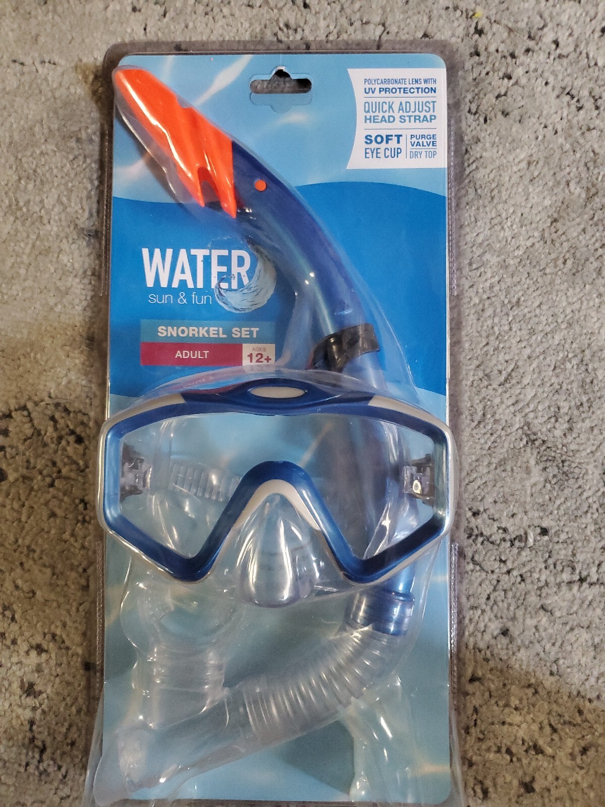 Adult Snorkel Set Ages 12+ Polycarbonate Lens With UV Protection. Quick Adjust..
