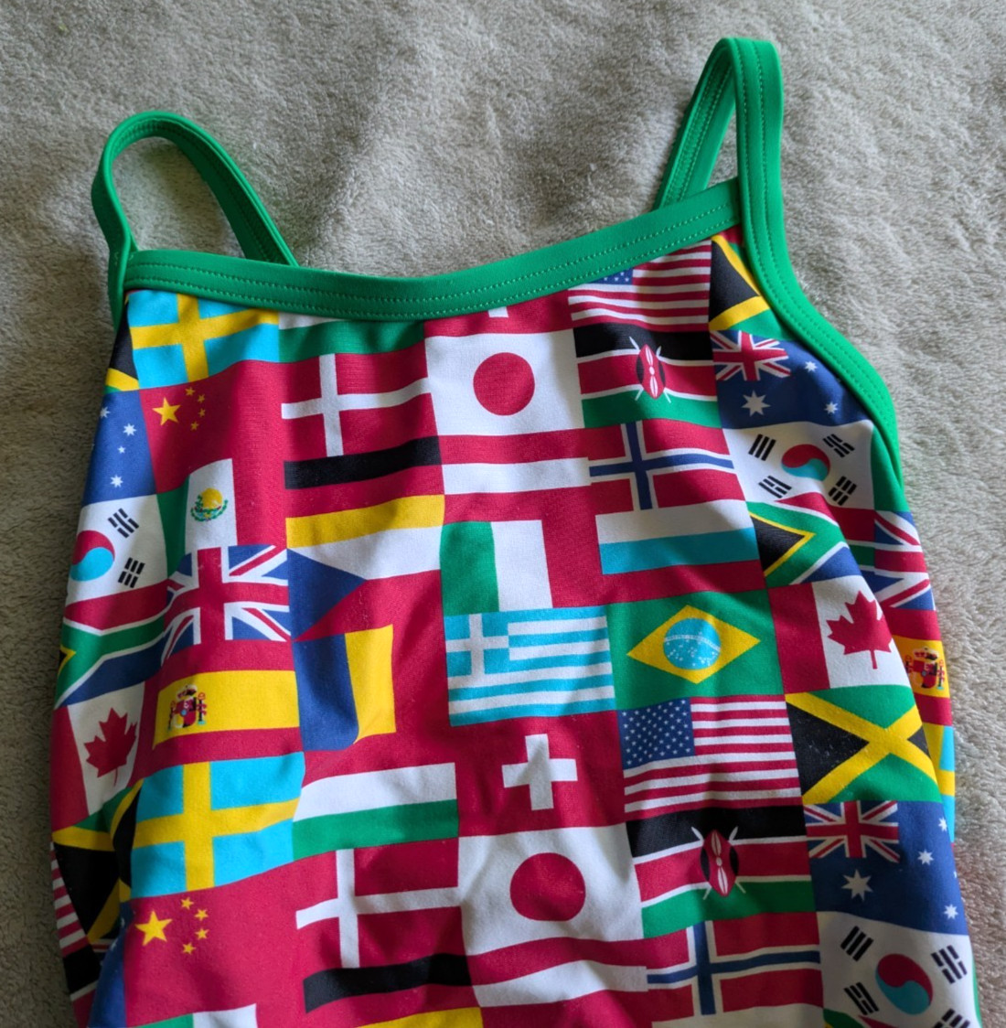 SPORTI International Flags One Piece Swimsuit Girls Youth 26 Swim Suit Red Green