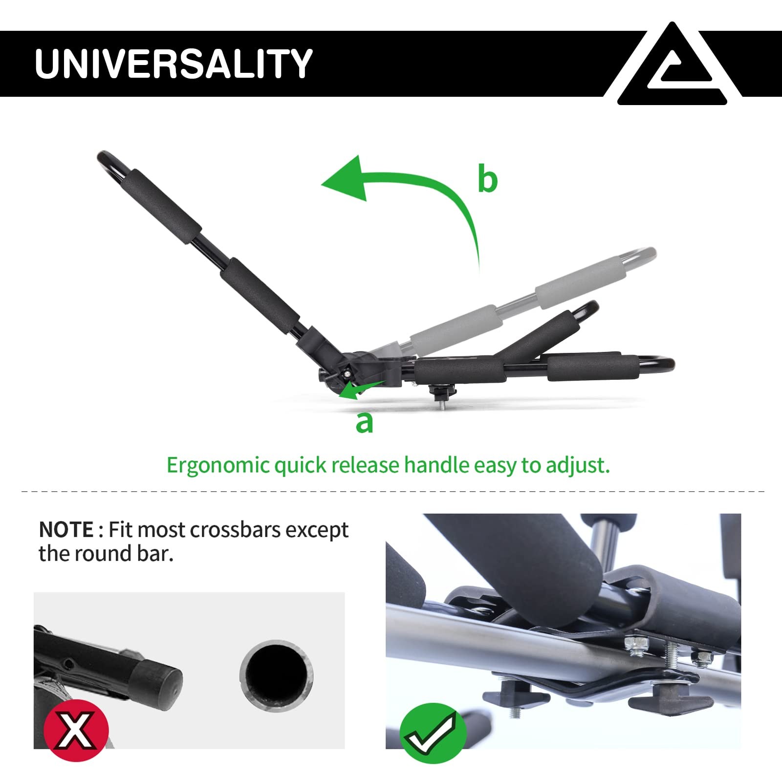 Leader Accessories Folding Kayak Roof Rack 4 PCS for 2 Kayaks – Small, Black