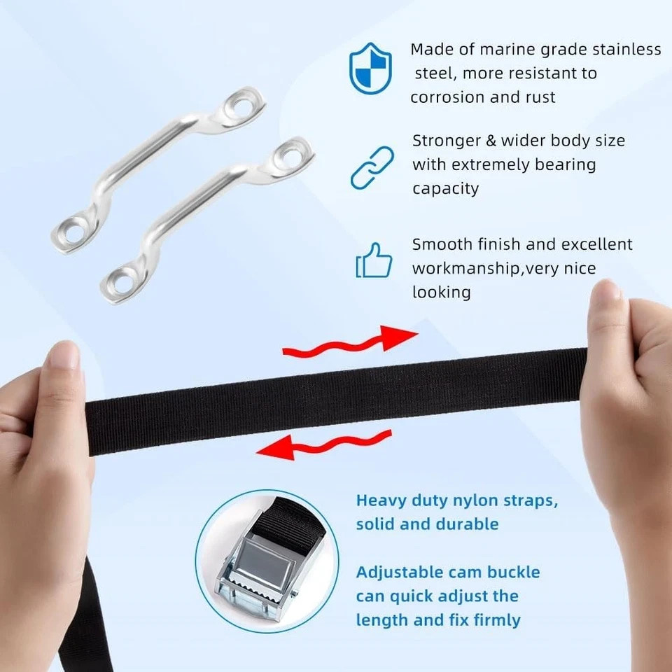1″ x 4ft Battery Tie Down Straps for Boats,Battery Hold with 2 PCS-Black