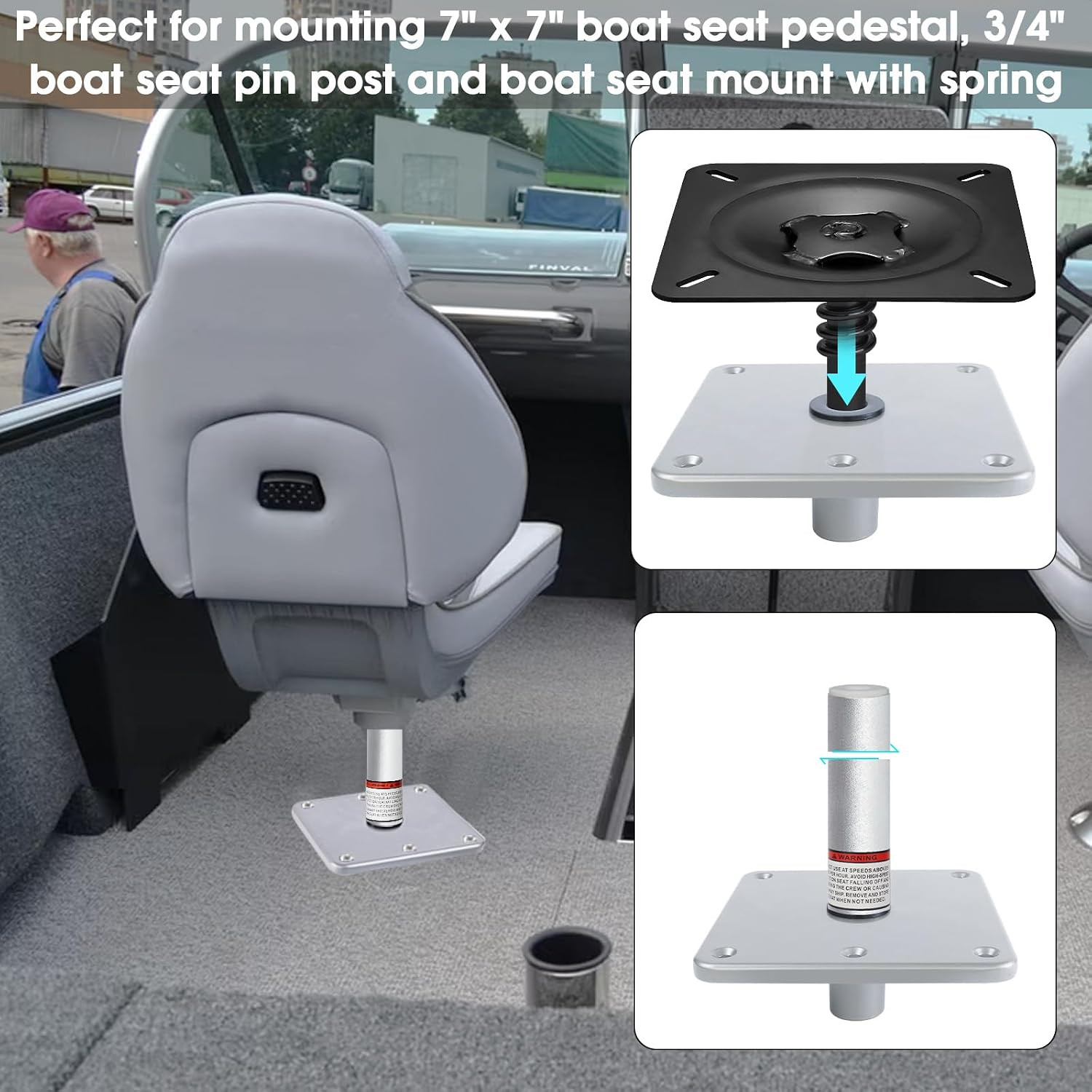 Boat Seat Pedestal Base Mount Kit 3/4″ Boat Seat Mount Pin Pedestal Kit | Includ