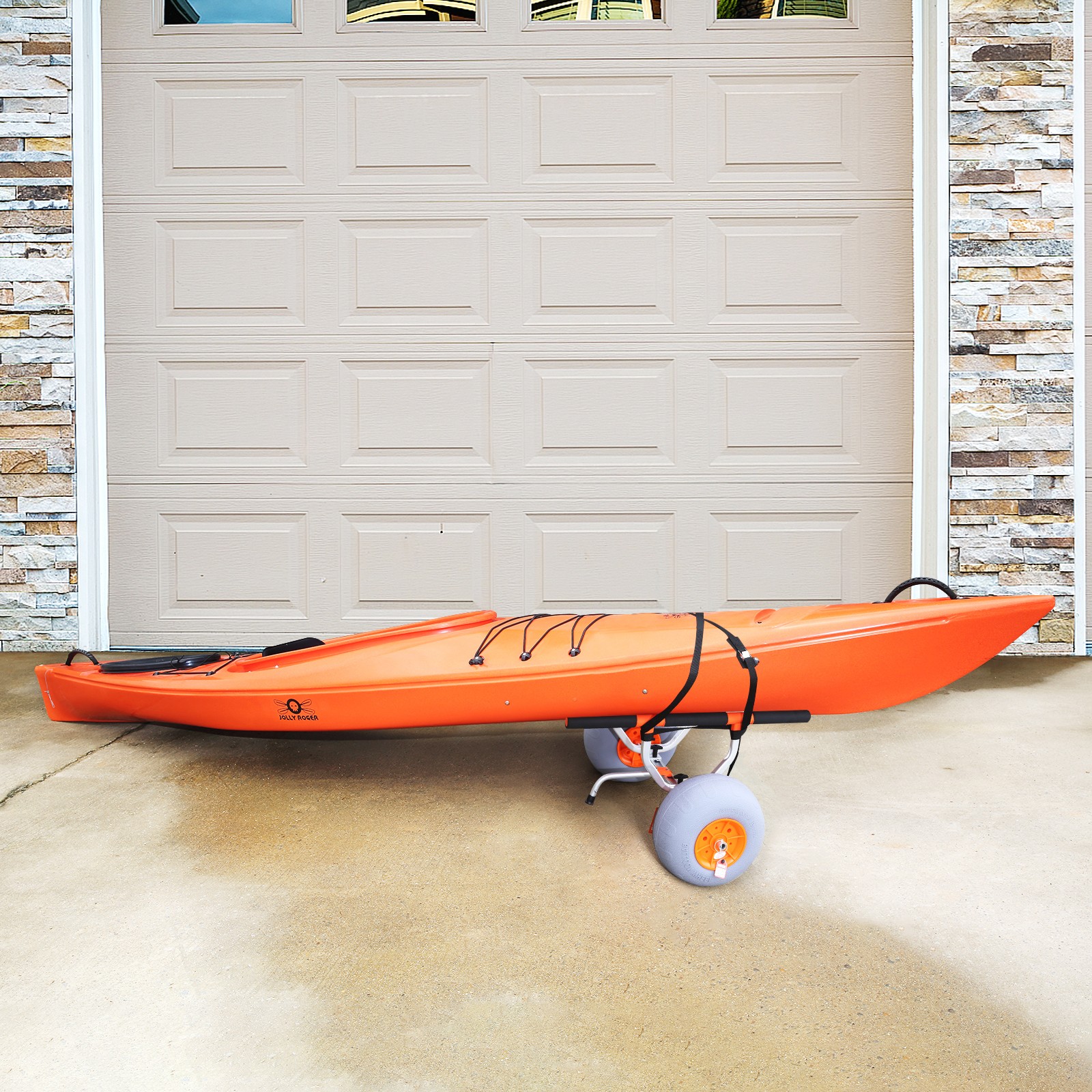 VEVOR Adjustable Kayak Cart Canoe Carrier 350lbs Load with 12” Tires Foldable