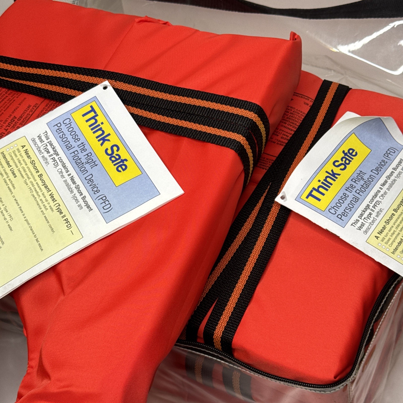 Think Safe 4 Pack Personal Life Vest Adult Universal Buoyant Boating Type 2 PFD