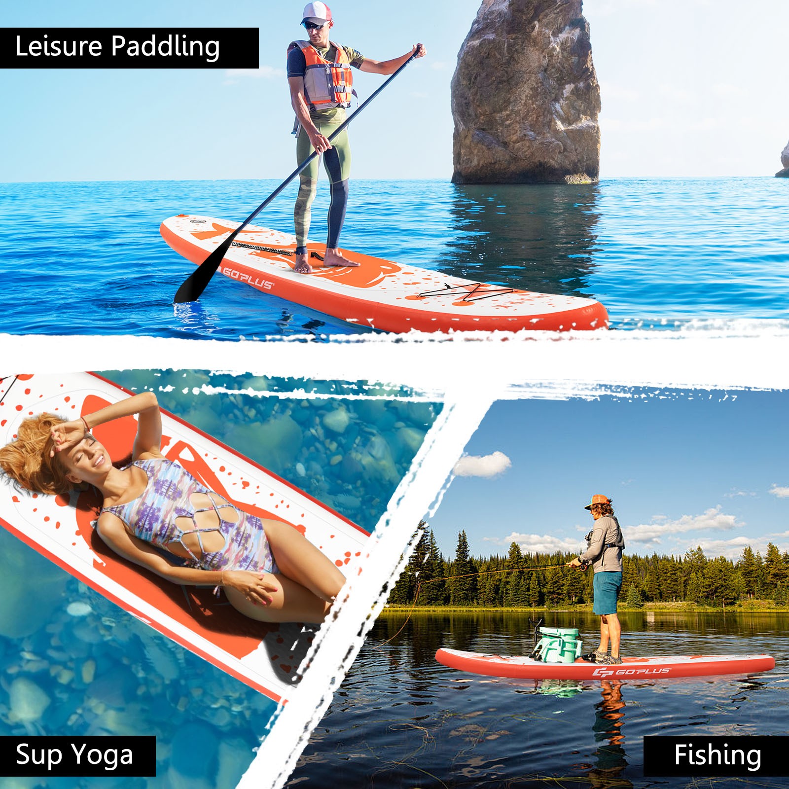 Costway 11ft Inflatable Stand Up Paddle Board W/ Backpack Aluminum Paddle Pump