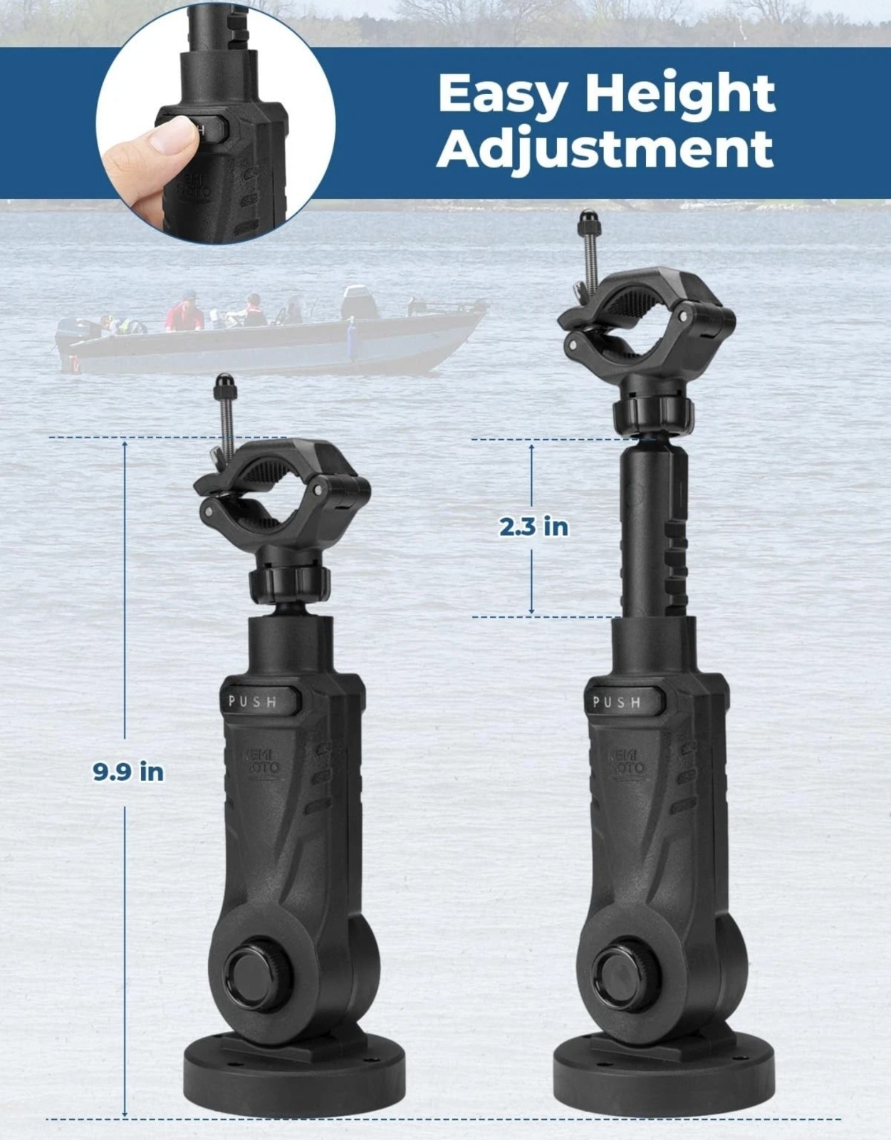 KEMIMOTO Trolling Motor Stabilizer, Adjustable Mount Black
