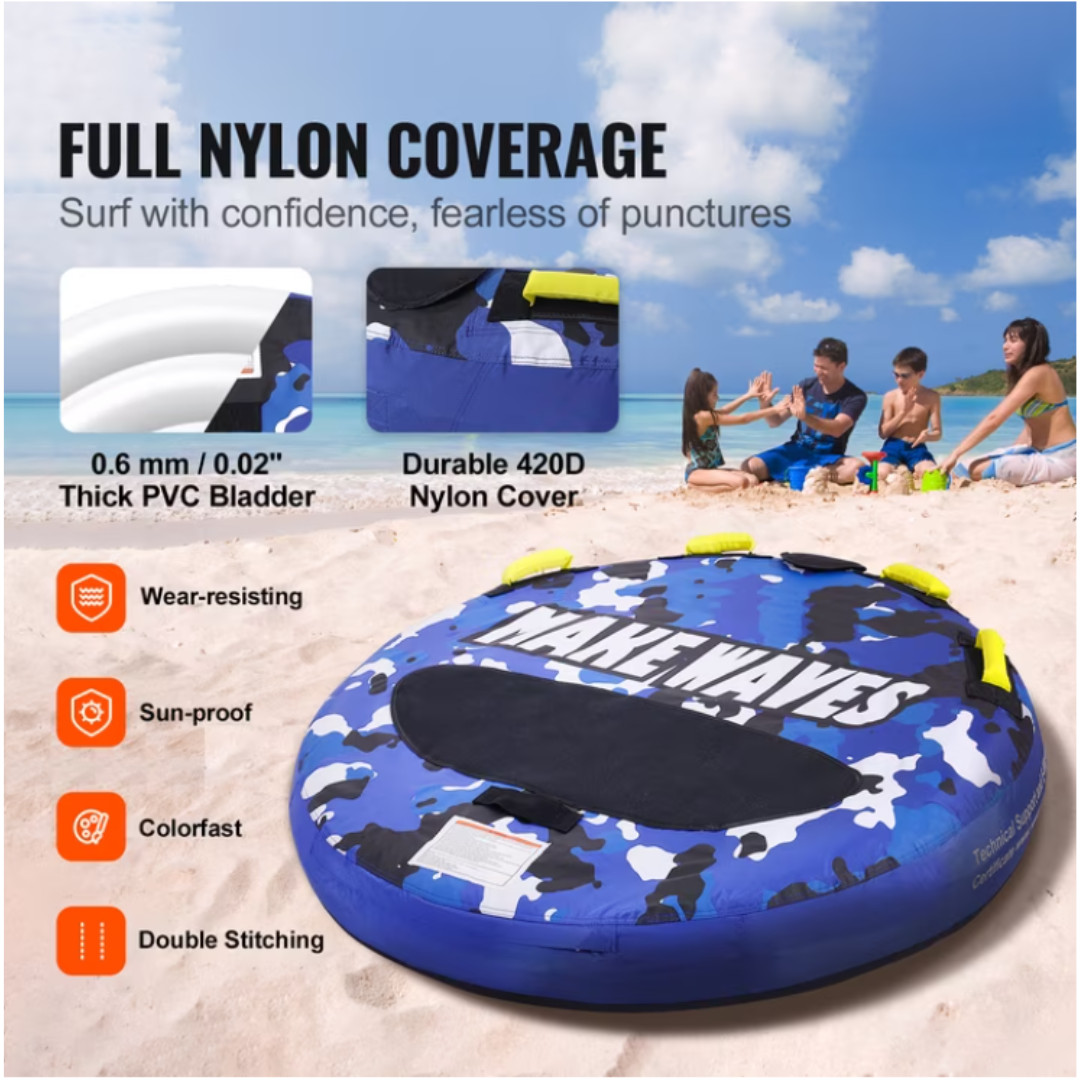 Uimoso Inflatable Towable Tube Round Tube for Boating 1-2 Rider Water Sport