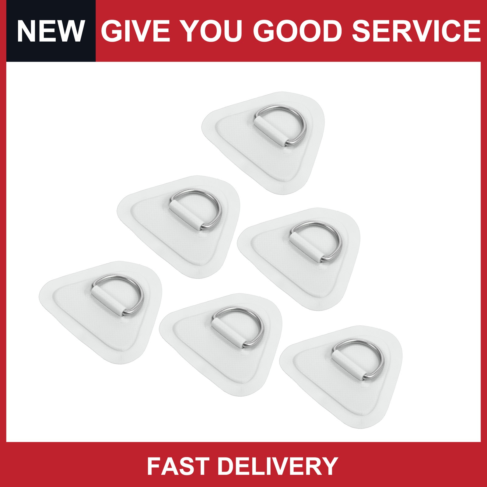 6 pcs D Ring Patch Triangle Shape Gray for Kayak Canoe Deck