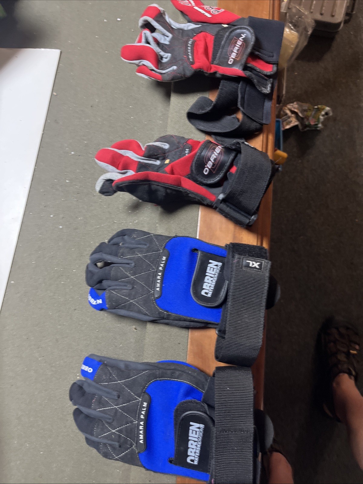 2 Pairs O’Brien Pro Water Ski Gloves Amara, X-Large Wrist Binding Slalom