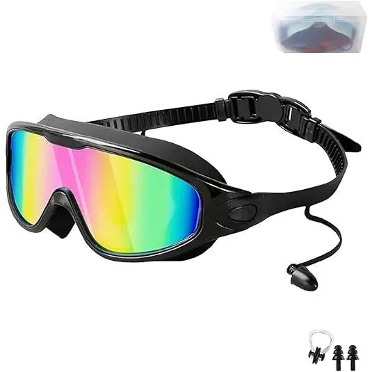 2 Pack Anti Fog Leak Proof Swim Goggles for Adults with Ear Plugs