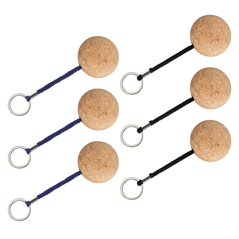 6Pcs Durable Cork Floating Keychains Lightweight Wood Ball for Boating Kayaking