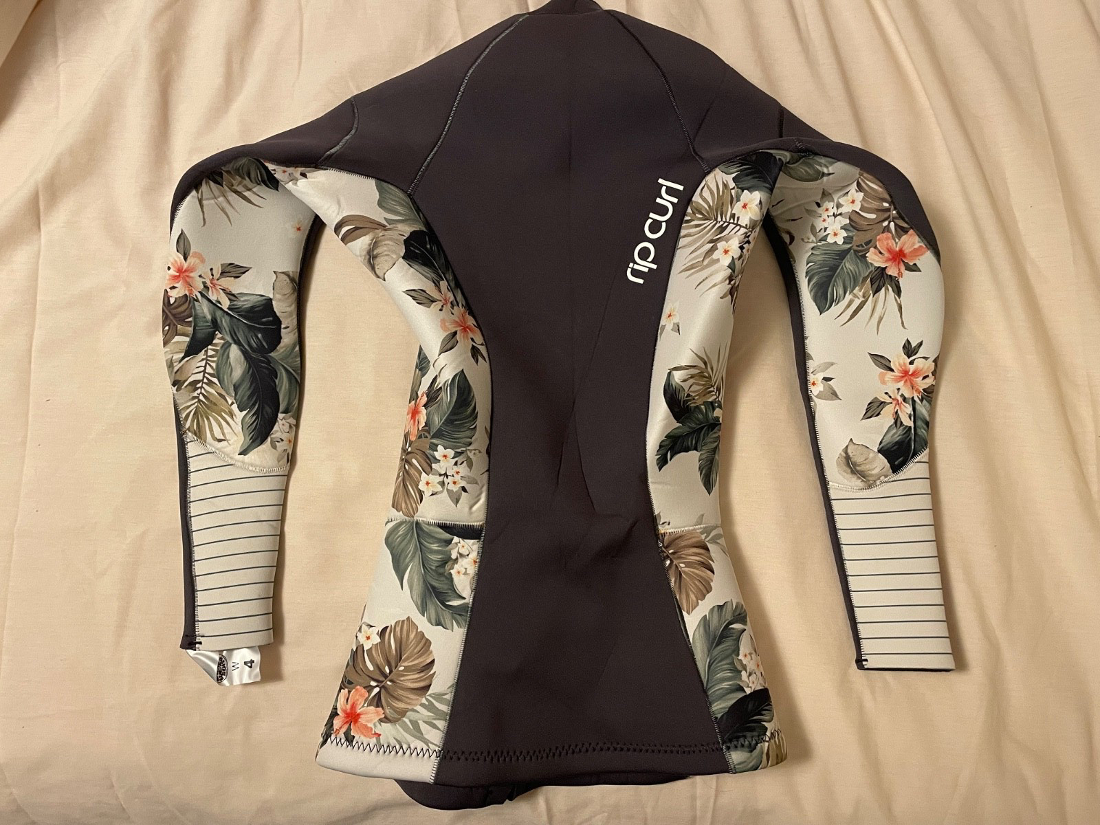 Rip Curl Dawn Patrol 2mm Womens wetsuit jacket Dark Grey Floral Surf Summer $75