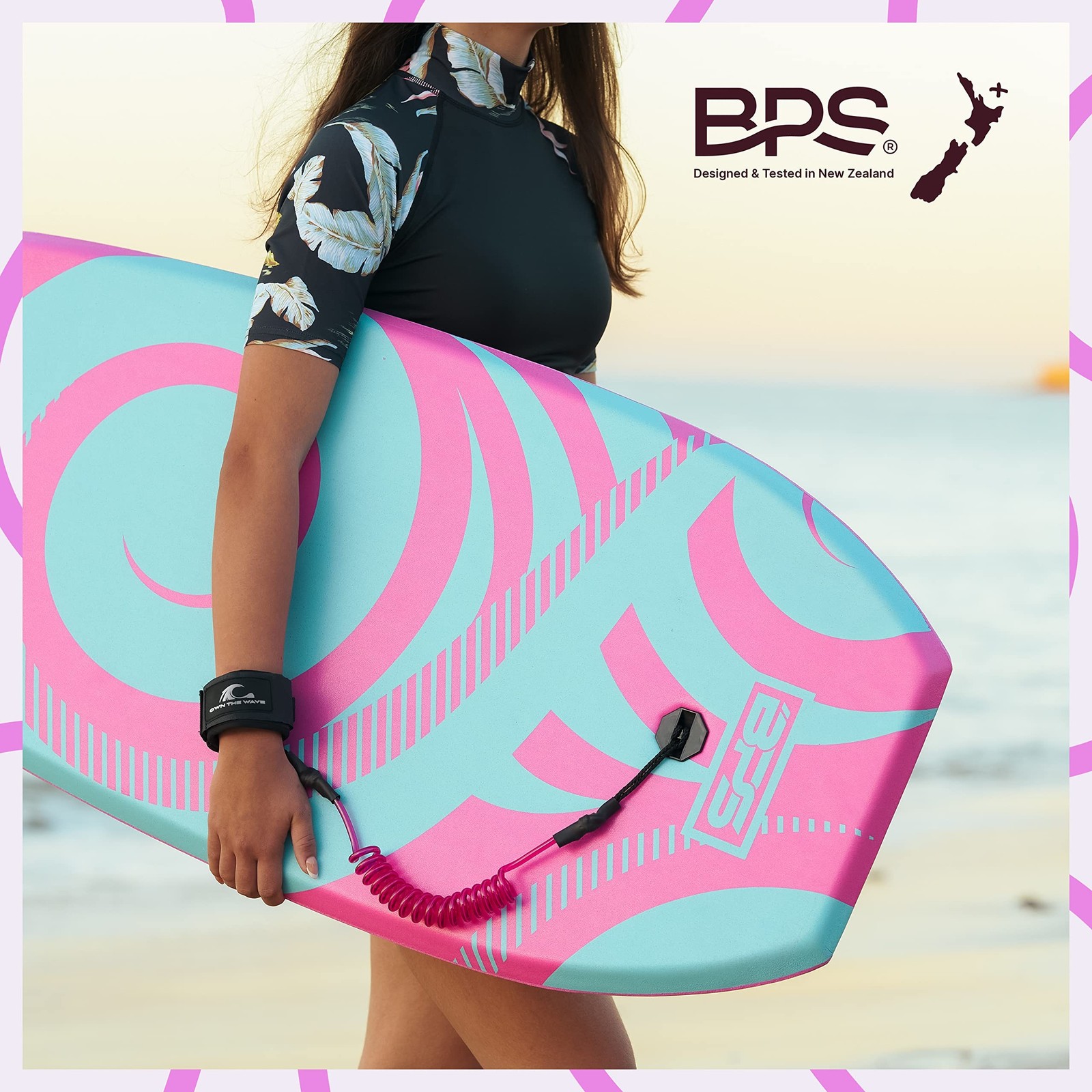 Bodyboard Leash – Premium Coil 4ft Coiled Wrist Boogie Board Leashes with