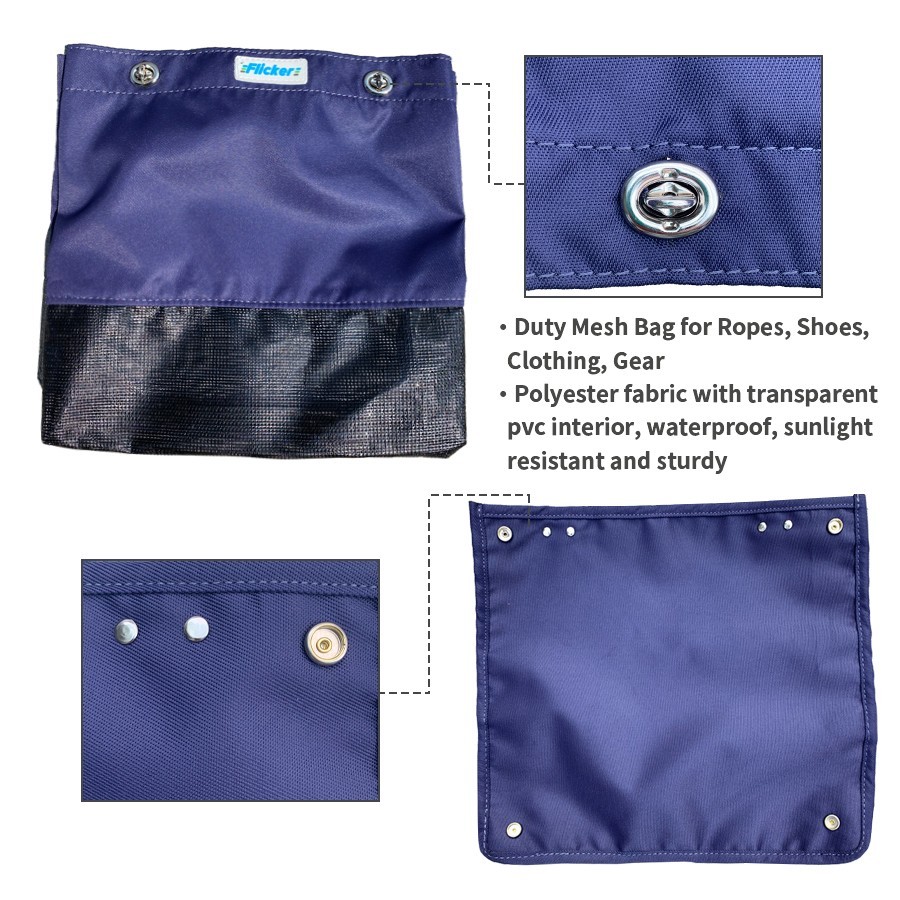 Flicker Marine Rope Storage Bag–Waterproof Line Organizer Pouch with Mesh Bottom