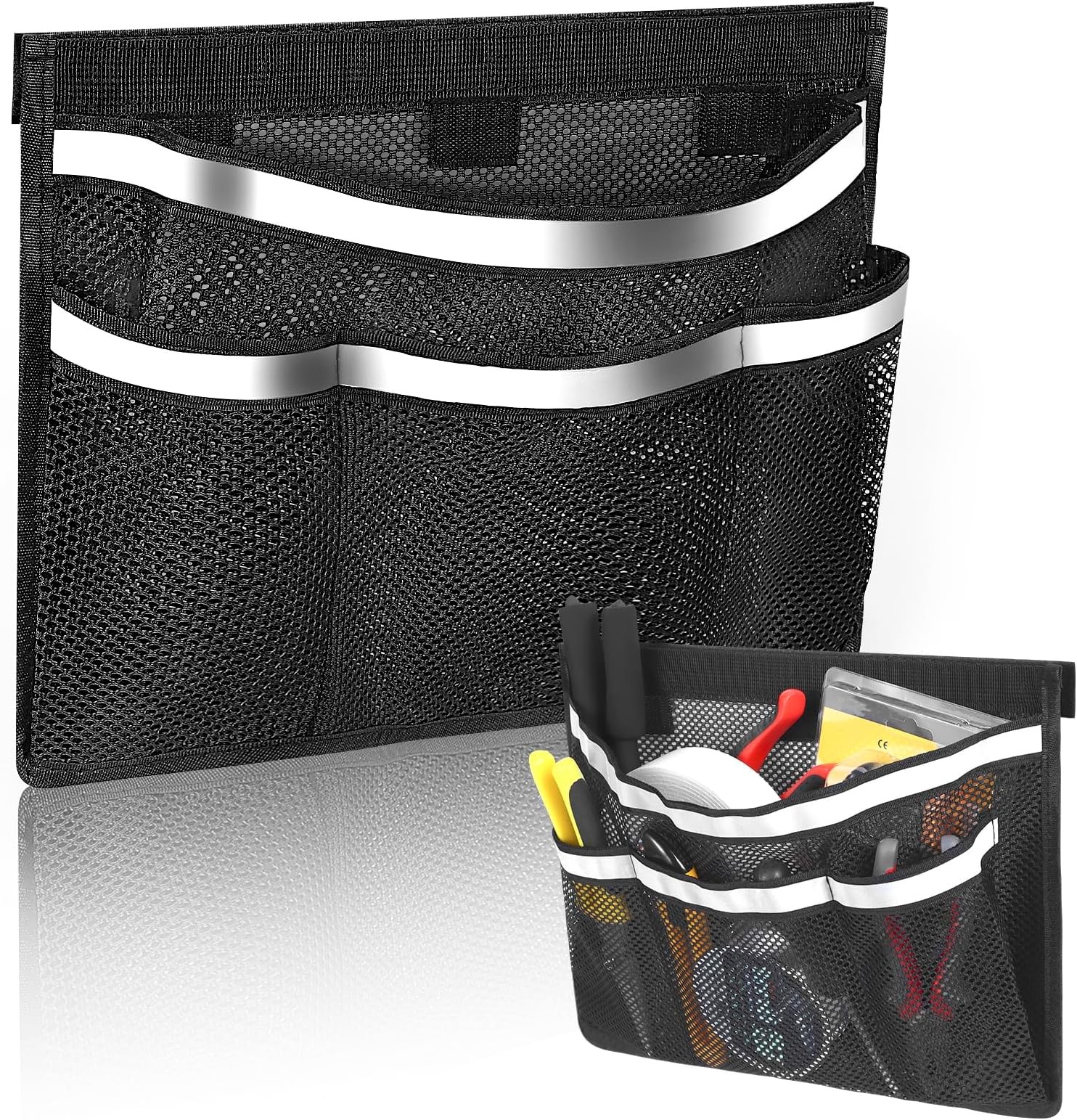 2 PCS 13.7″x 9.8″ Boat Storage Mesh Bag, Upgraded 2-Layer 1 Large+3 Small Poc…