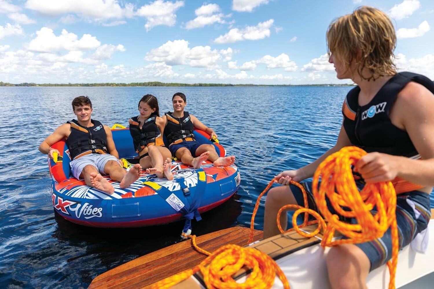 Watersports 4k 60 ft.Tow Rope with Floating Foam 4 Person Tow Rope for Boating