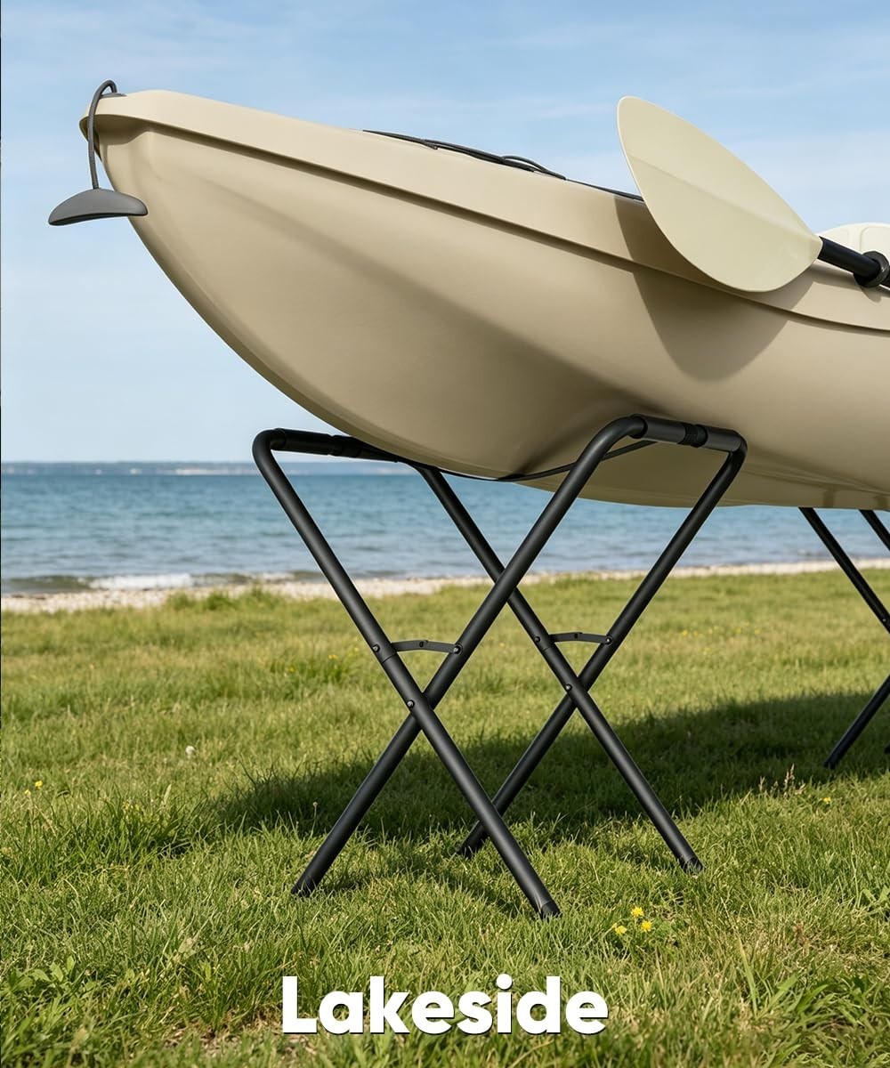 Heavy Duty Folding Kayak Stand – 180 lbs Capacity Storage Rack for Canoe, SUP &
