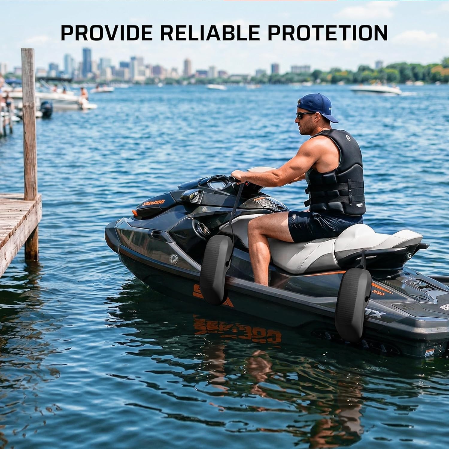 PWC Fenders, Jet Ski Bumpers 2 Pack, Portable Boat Gear for Docking, Premium EVA