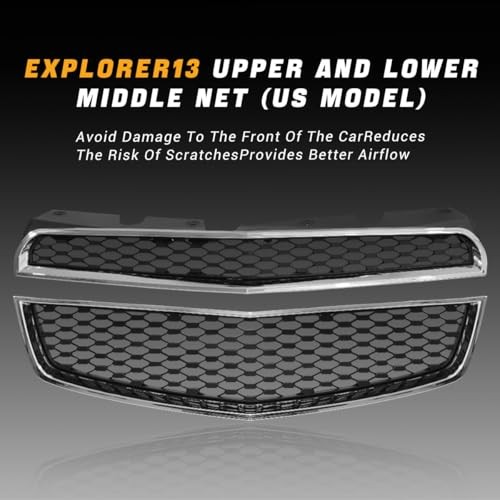 Chrome Upper & Lower Grille Grill Compatible with 2010-2015 Equinox,ABS Black