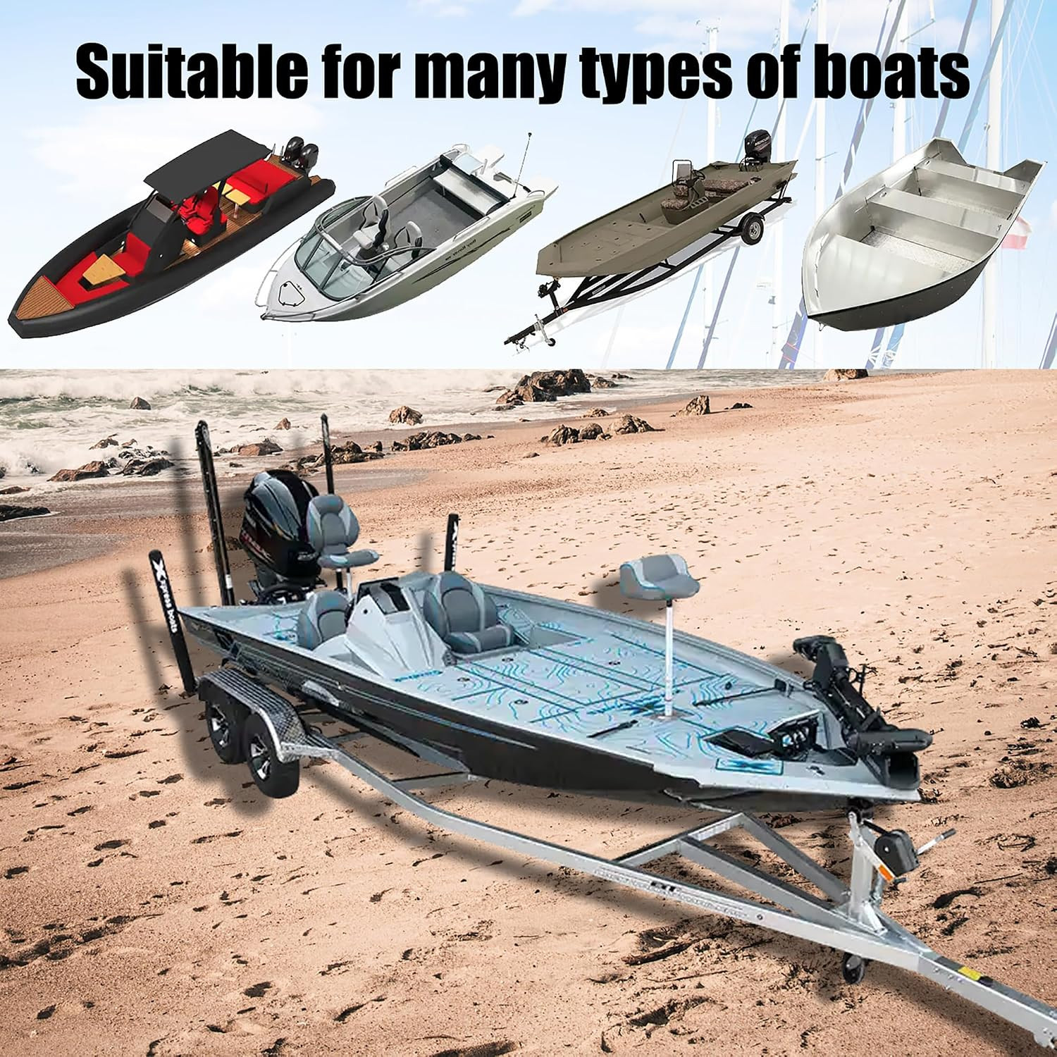 Marine-Grade Boat Seat Pin Mount,Swivel Base for 3/4″ Pin,Shock-Absorbing Pedes
