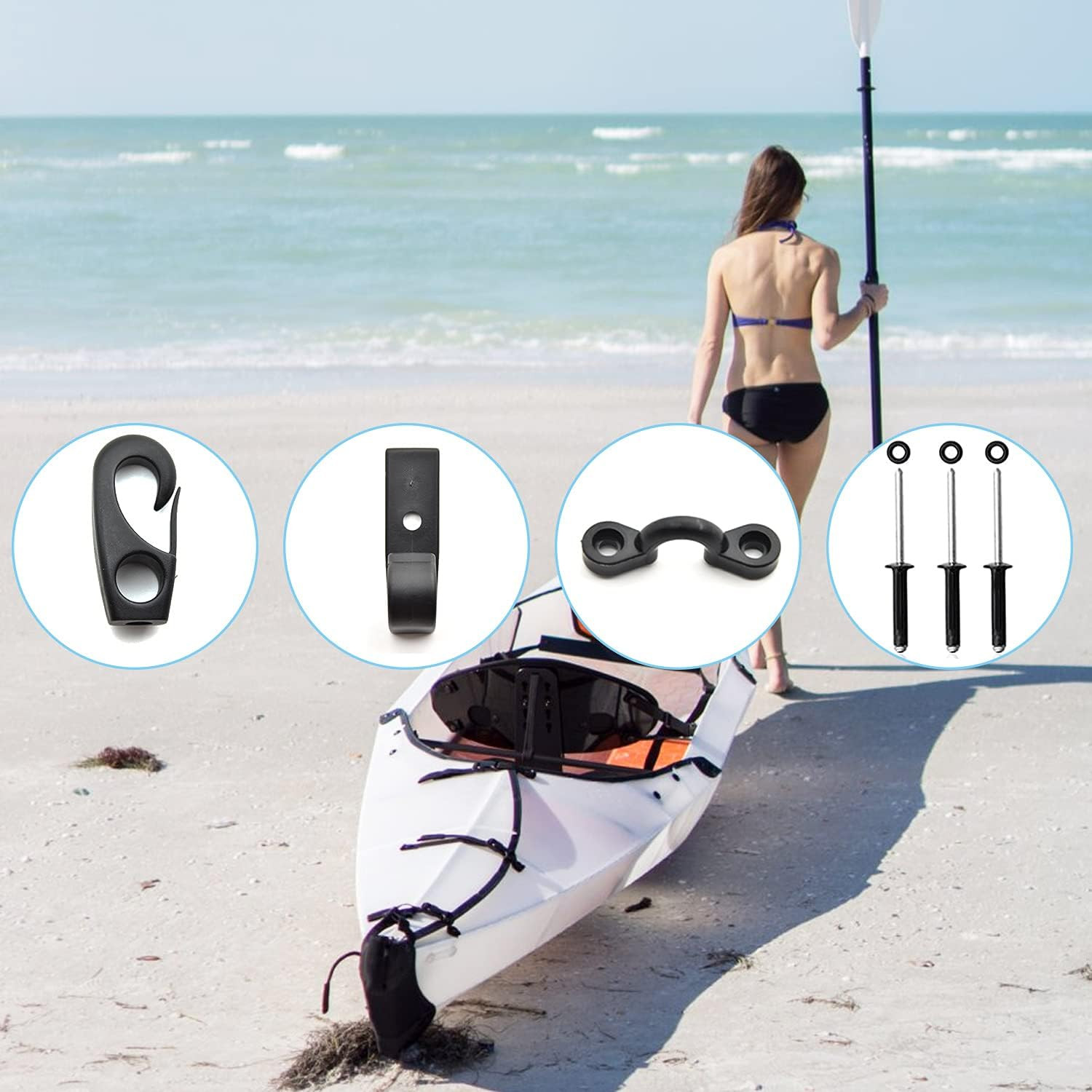 Kayak Carry Handle Rigging Kit -Kayak Canoe Carry Handles, 15 FT 6Mm Elastic