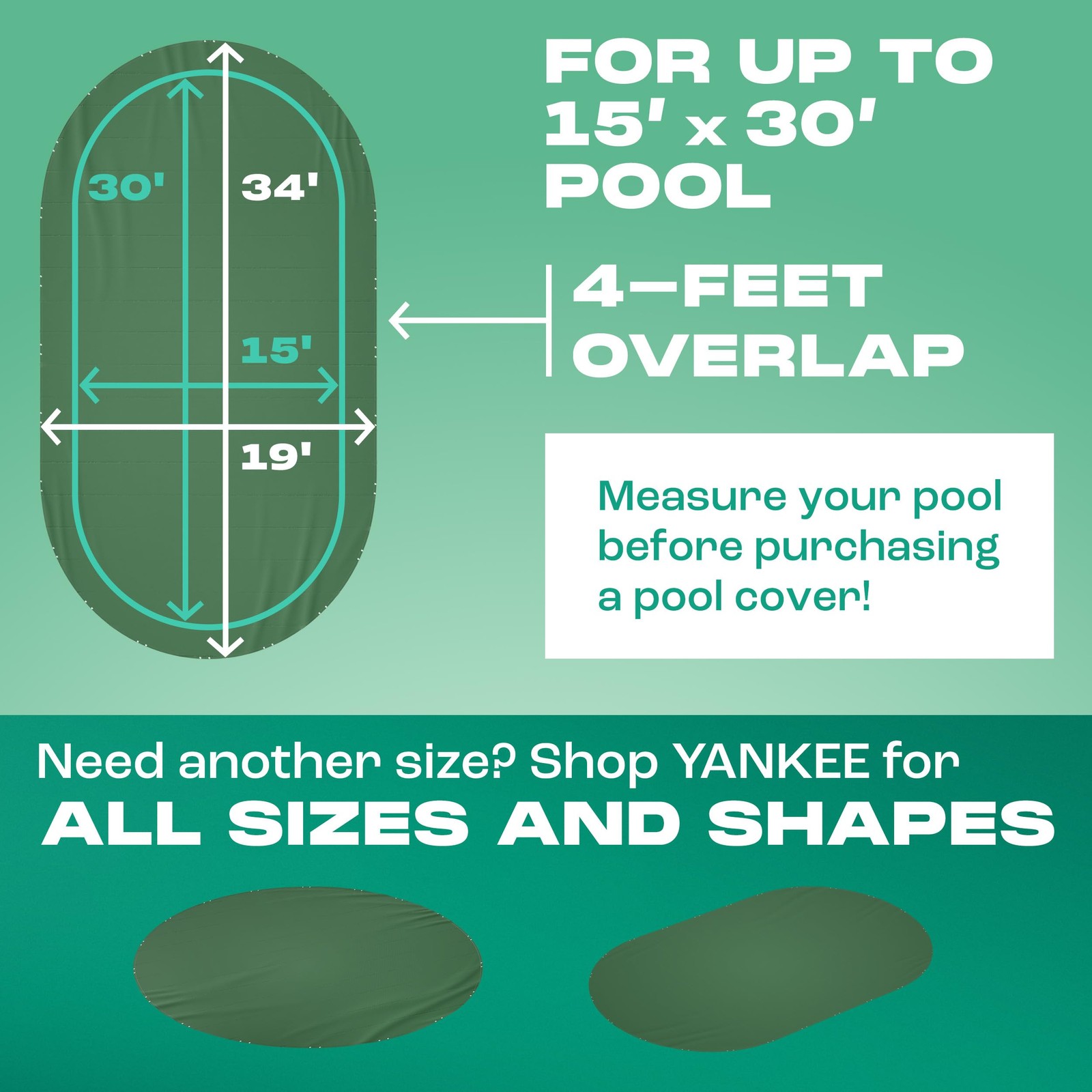 Yankee Emerald Series Pool Covers for Above Ground Pools | Oval 15×30 ft Swim…