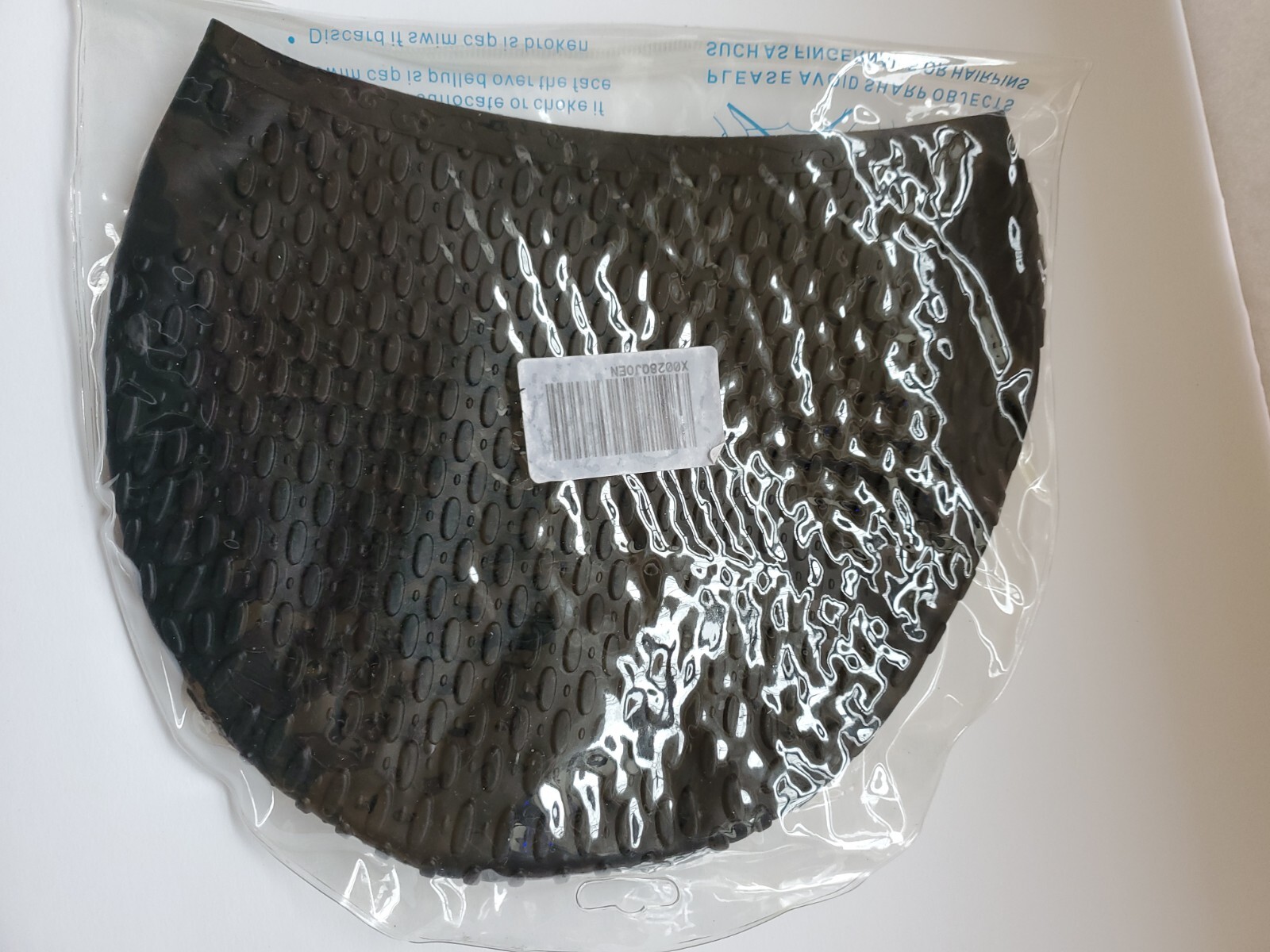 Swim Cap 100% Silicone Black High Performance Adult One Size Durable Soft