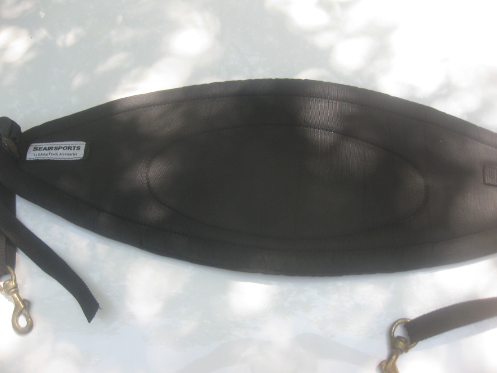 Kayak back rest by Seair sports/Danuu 27 in x 9-1/2 x 1/2 black used no damage.