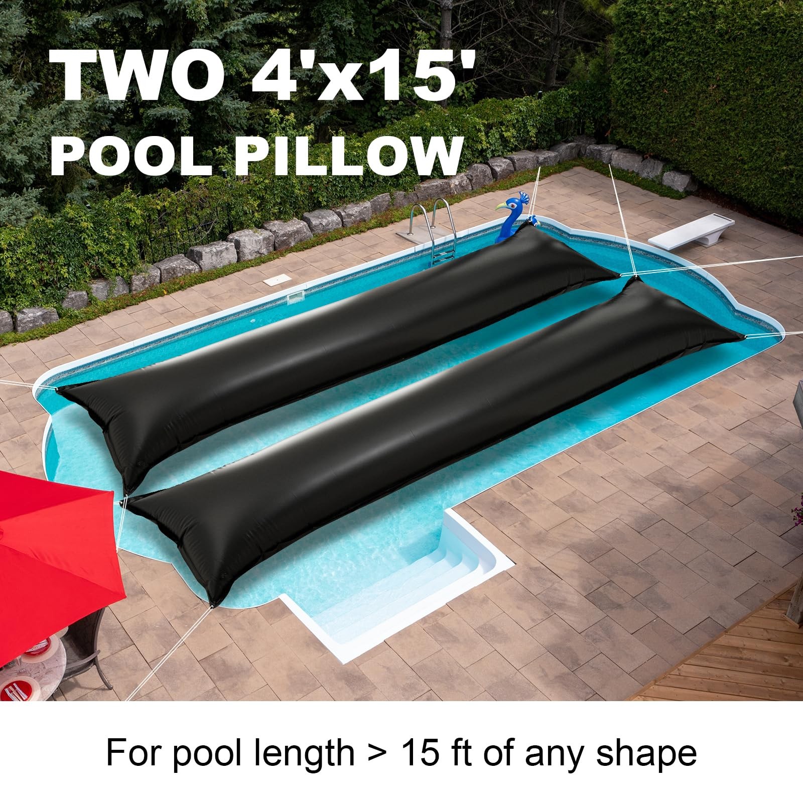 2Pack 4×15 Ft Pool Pillow for Above Ground Swimming Pools，Winterizing Pool Ai…