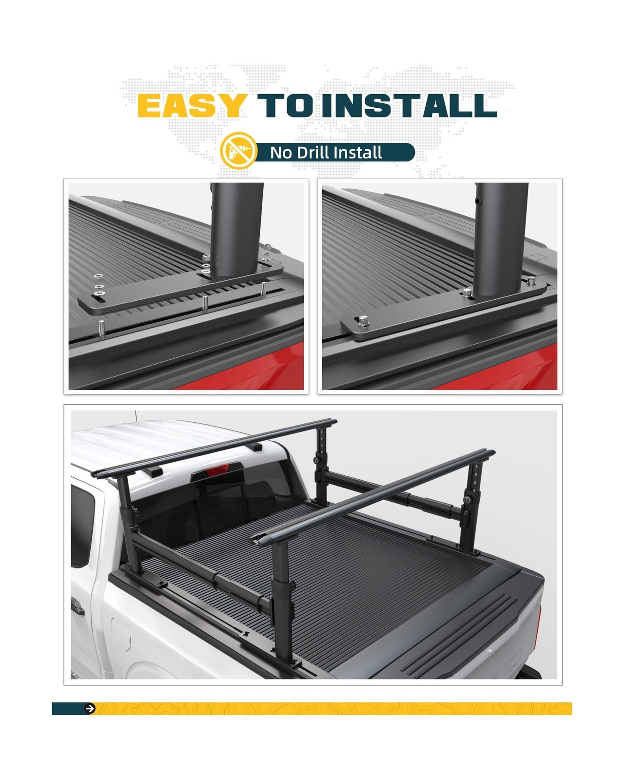 Ladder Rack for Truck with T-Slot Tonneau Covers, 800 LBS Capacity Truck Bed …