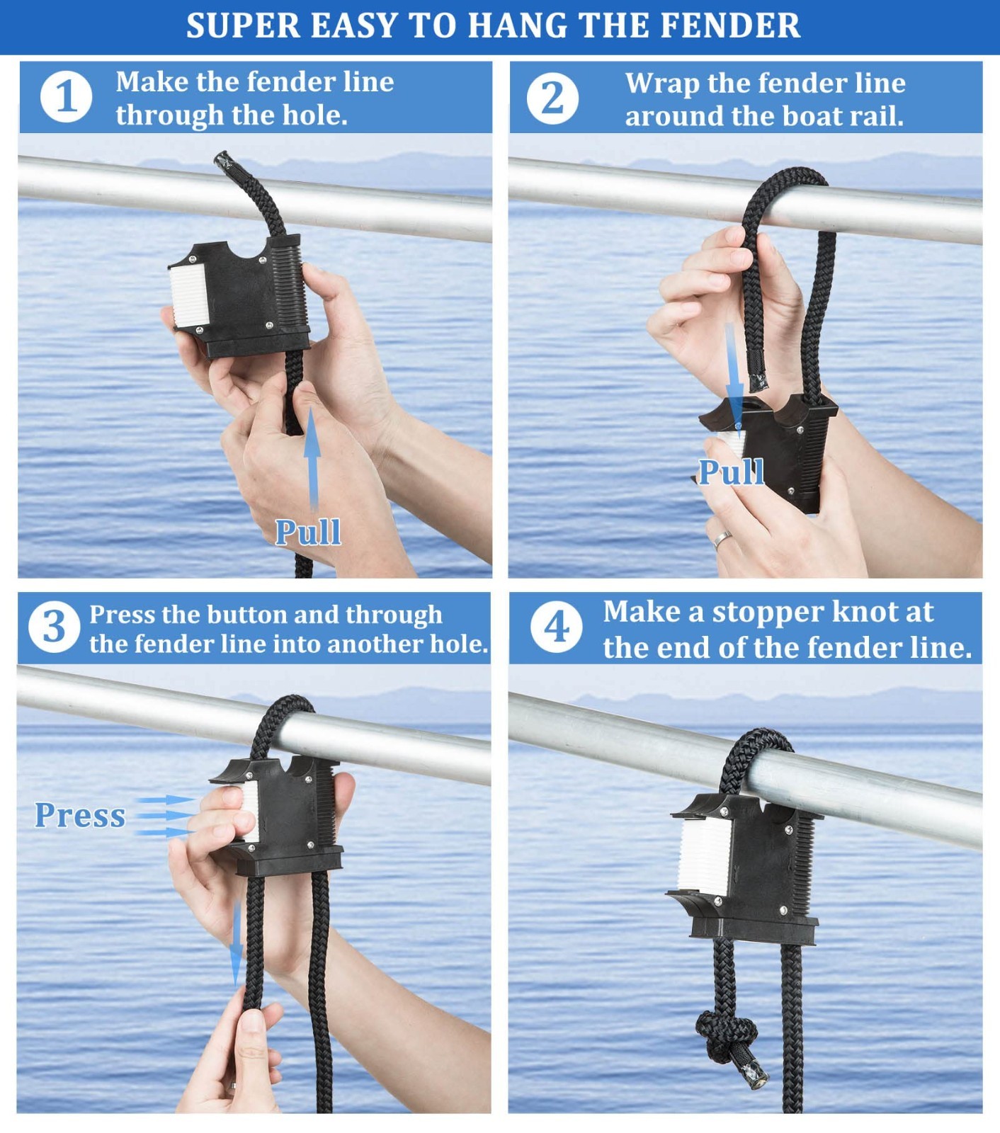 Boat Fender Hanger Clips – Quick Connect & Release, Adjustable Bumper Lines