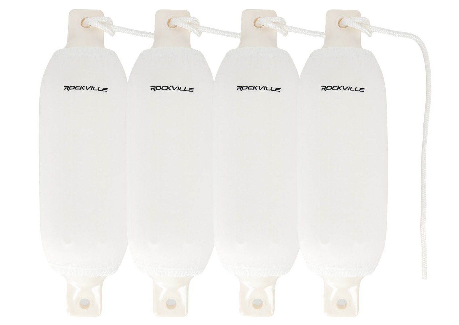 Rockville FEN465-WHITE Boat Fender Package 4 Bumpers 6.5″x23″, 4 Covers, 4 Lines